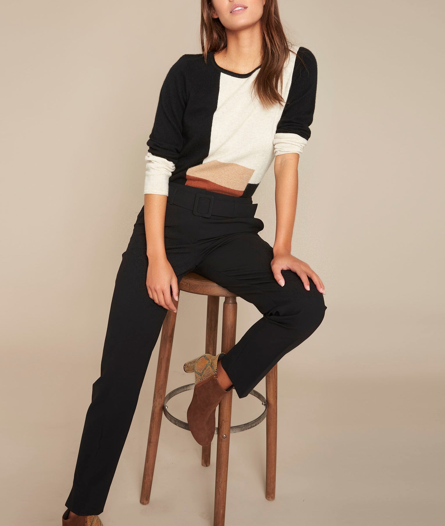 Pull en cachemire colorblock Freeze Faume - seconde main