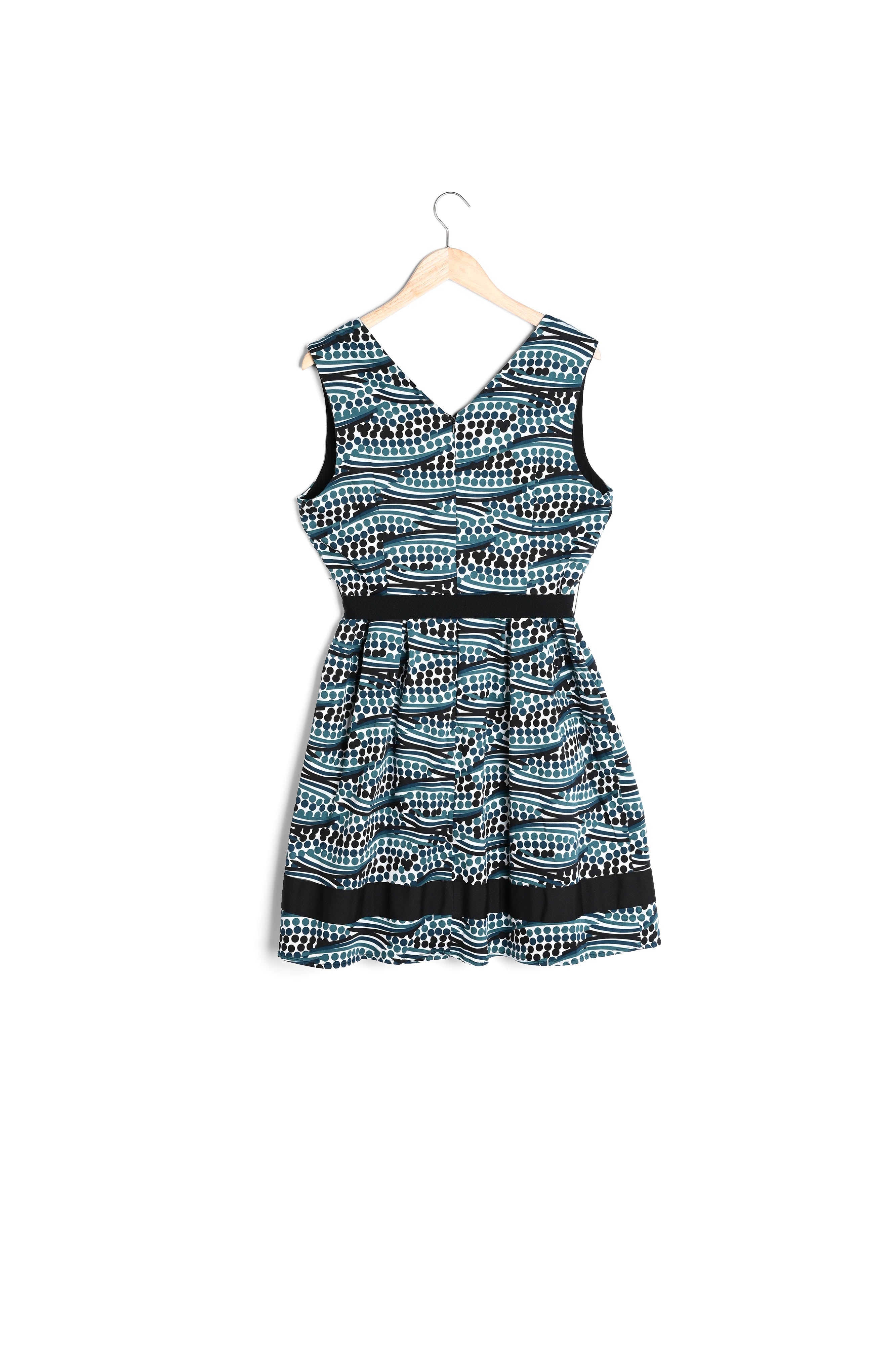 Robe verte corolle à pois Hisis Faume - seconde main