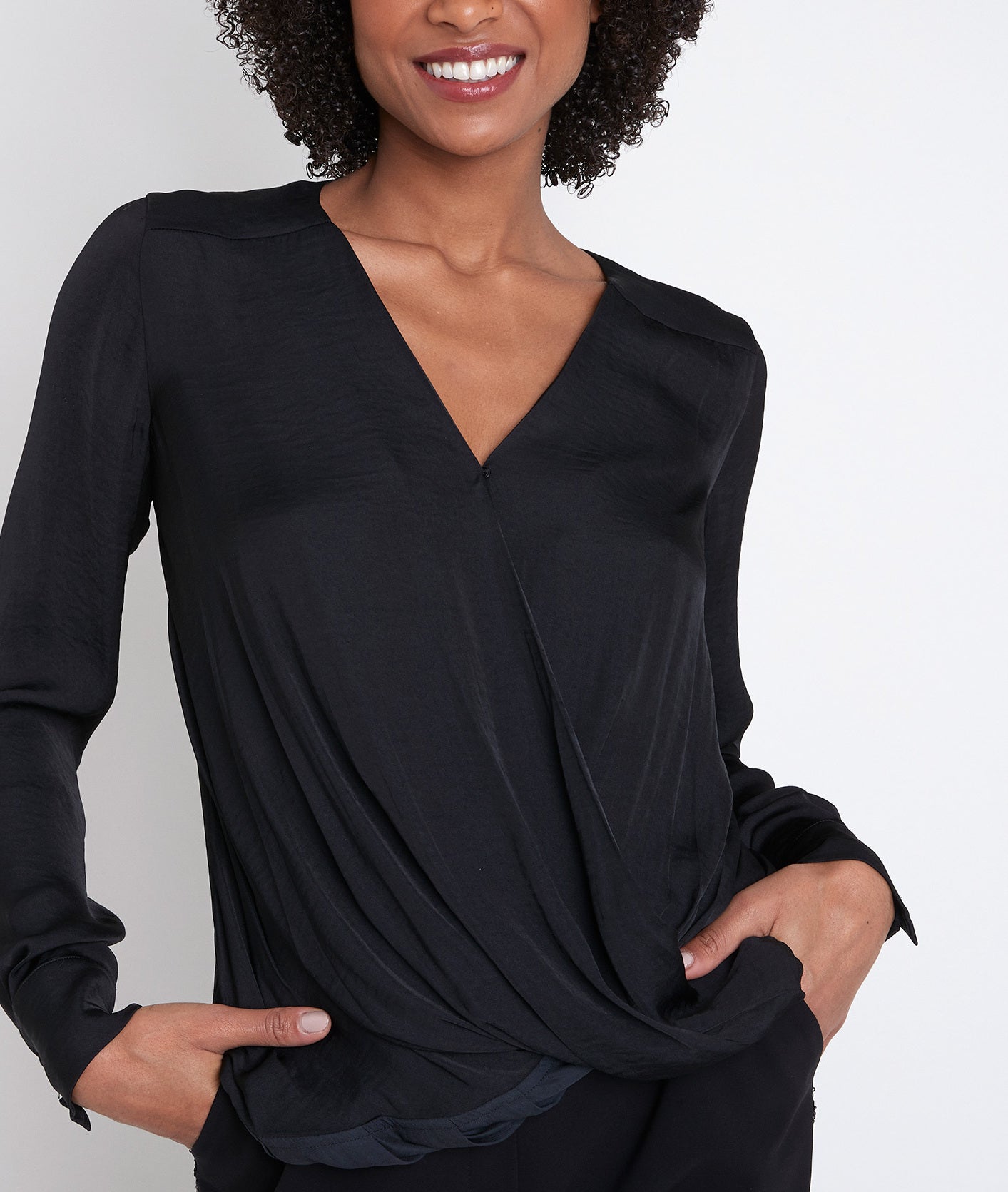 Blouse drapée noire Jalila Faume - seconde main