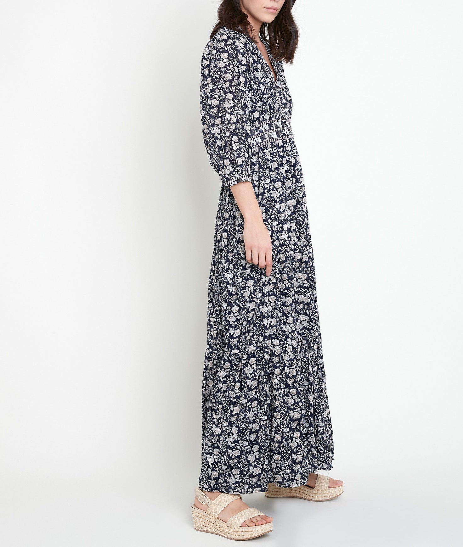 Robe longue imprimée en coton Loanne Faume - seconde main