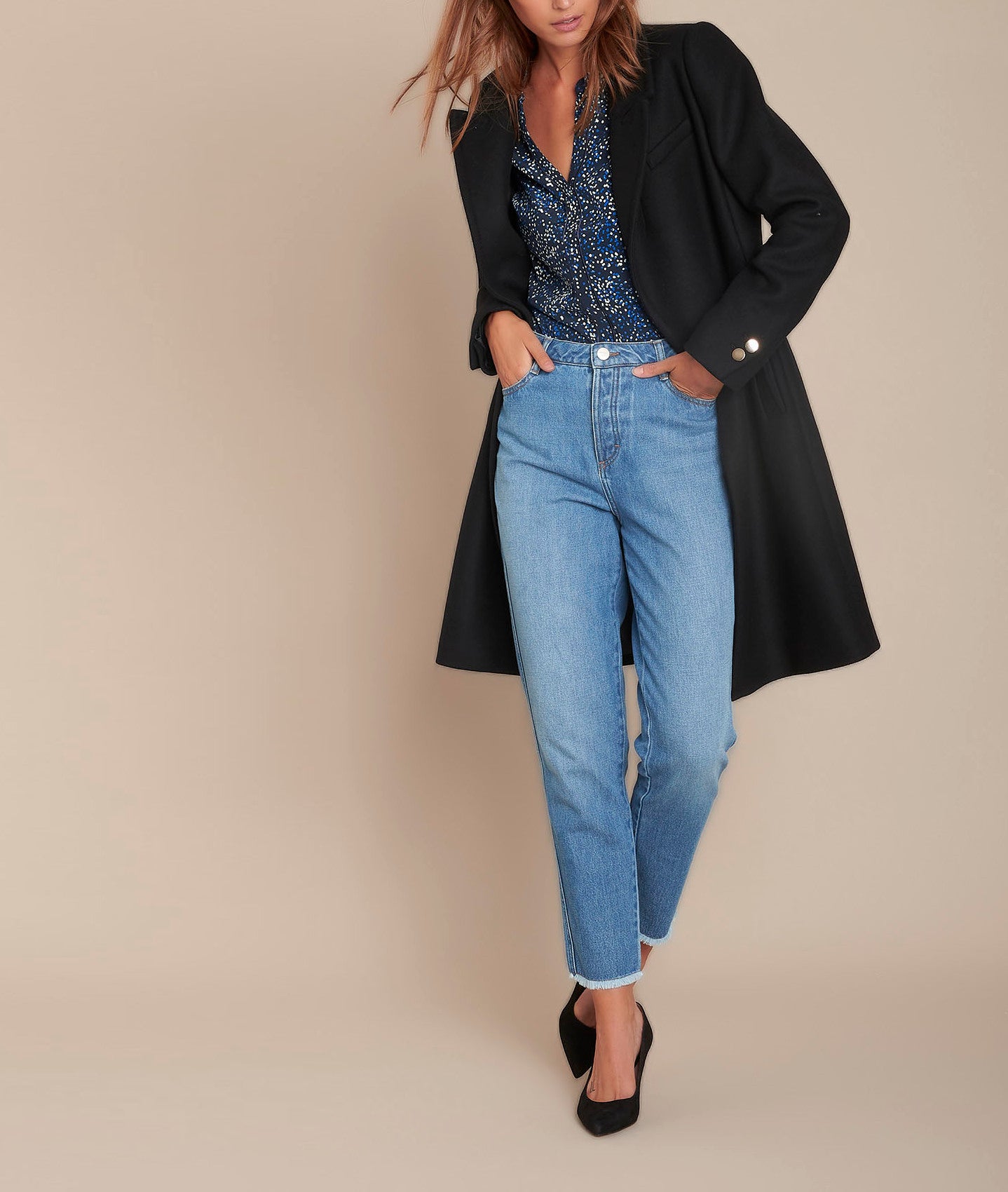 Blouse marine imprimée Arletty Faume - seconde main