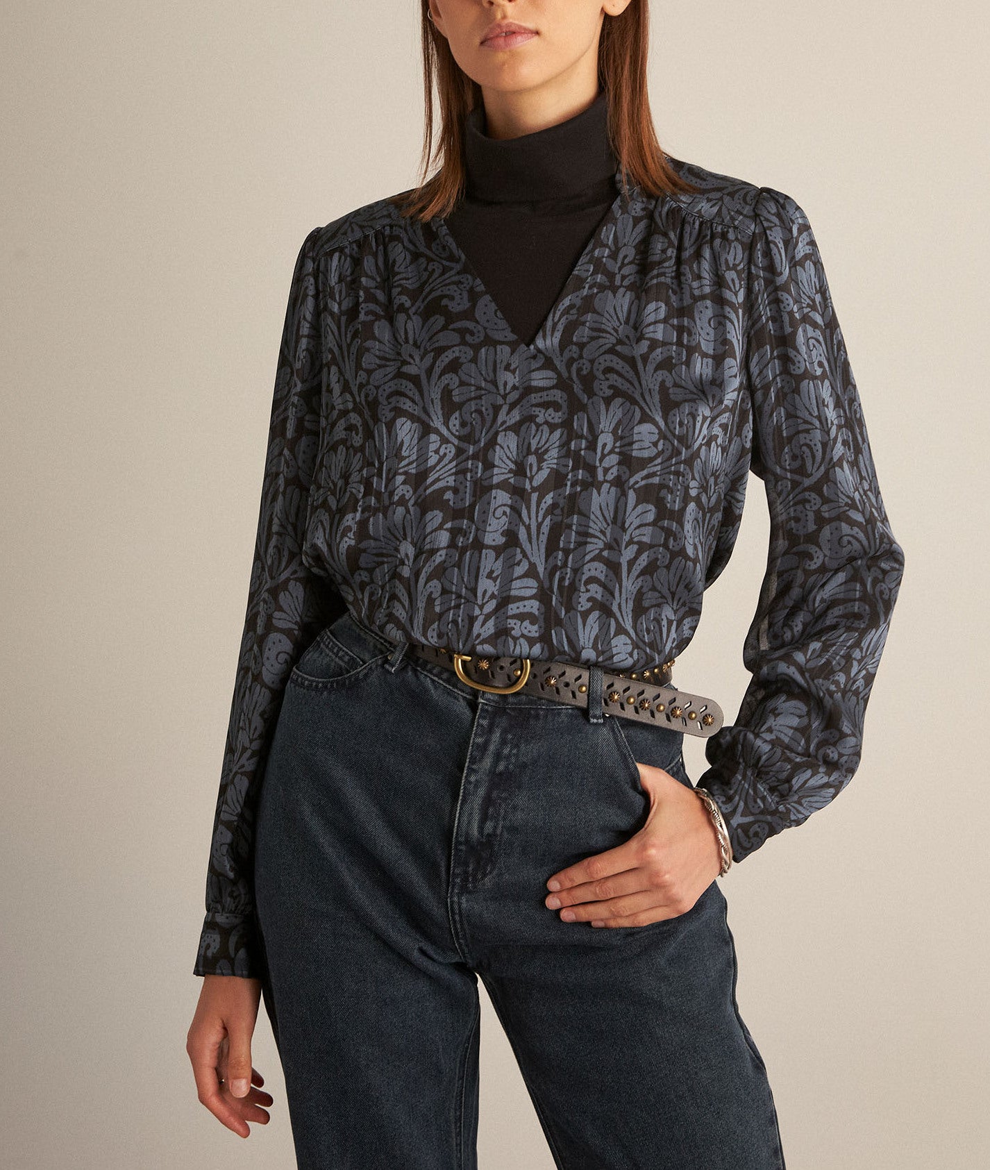 Blouse imprimée bleu Cymba Faume - seconde main