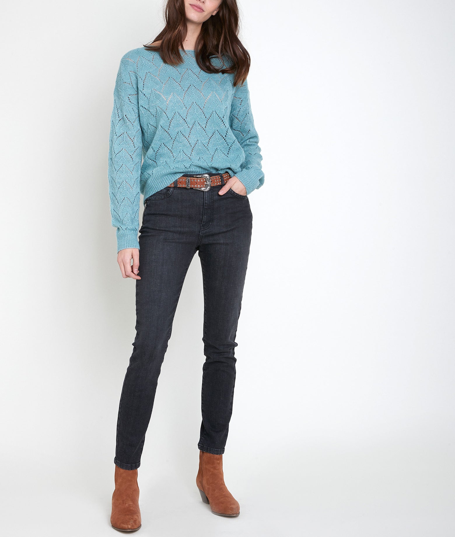 L'iconique slim jean zippé César Faume - seconde main