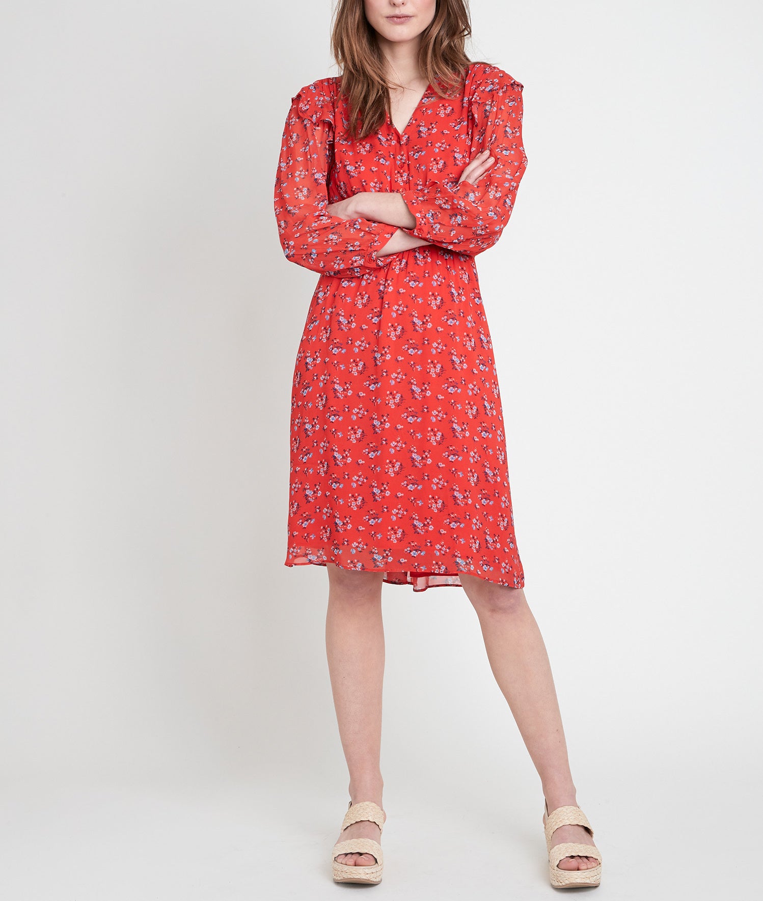 Robe rouge imprimé fleuri Livie Faume - seconde main