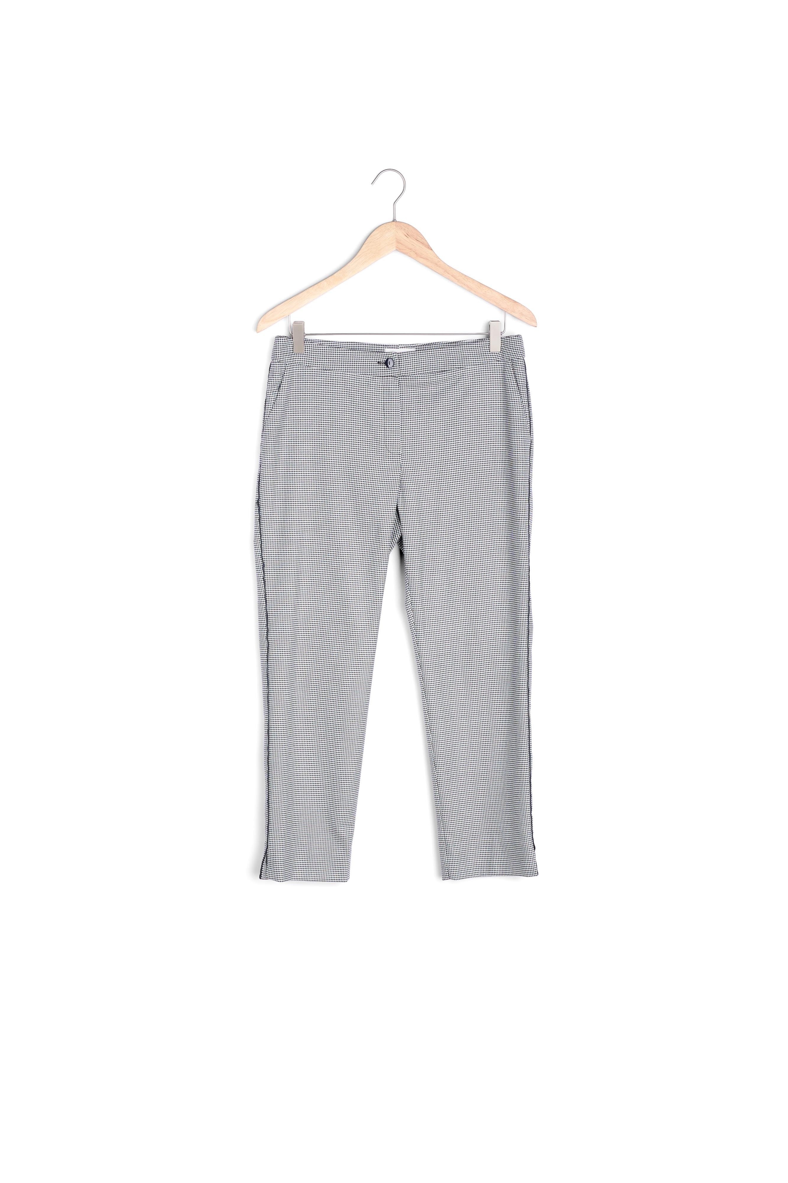 Pantalon cigarette imprimé pied de poule Suzanne Faume - seconde main