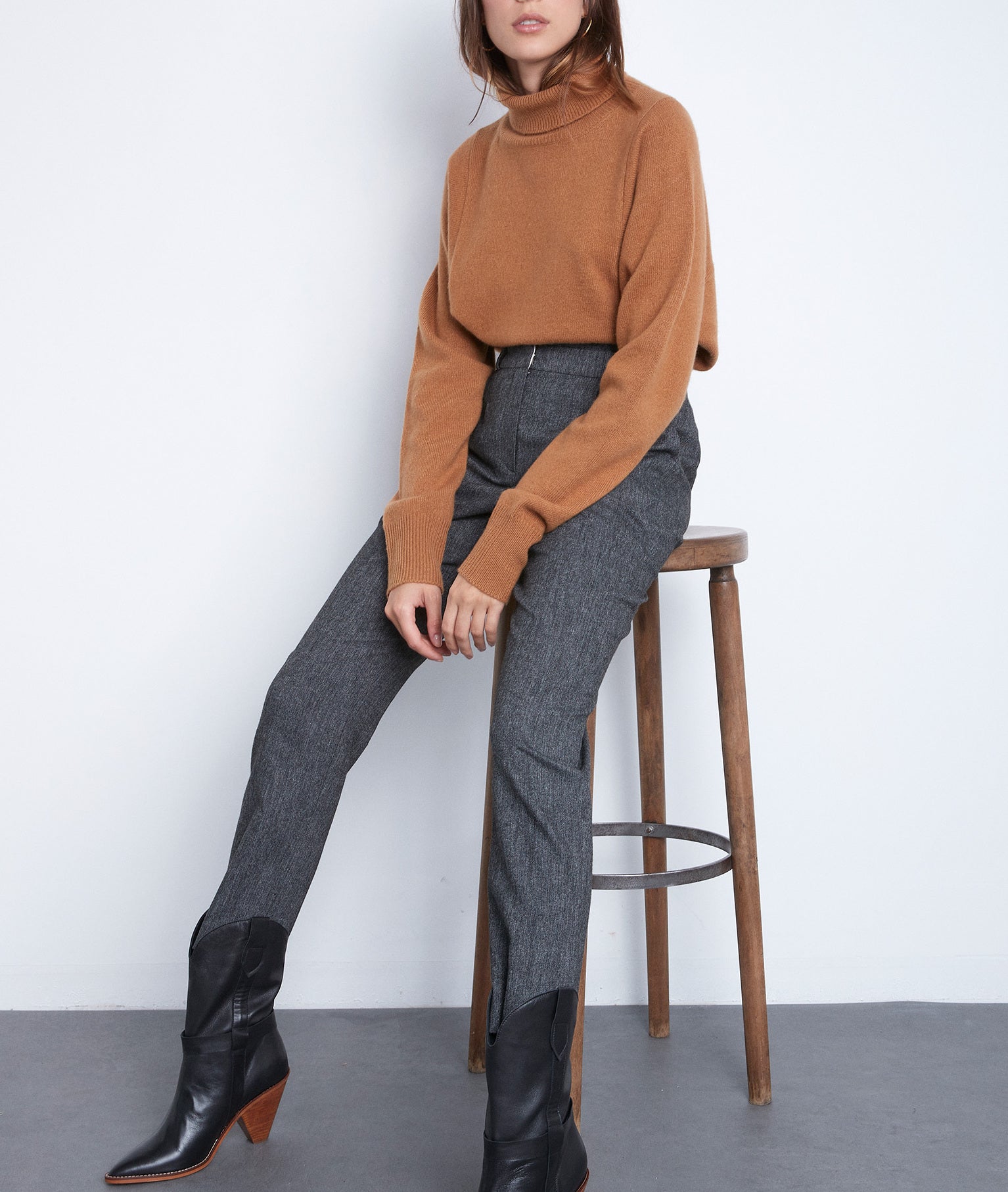 Pantalon de tailleur gris chiné Darcy Faume - seconde main