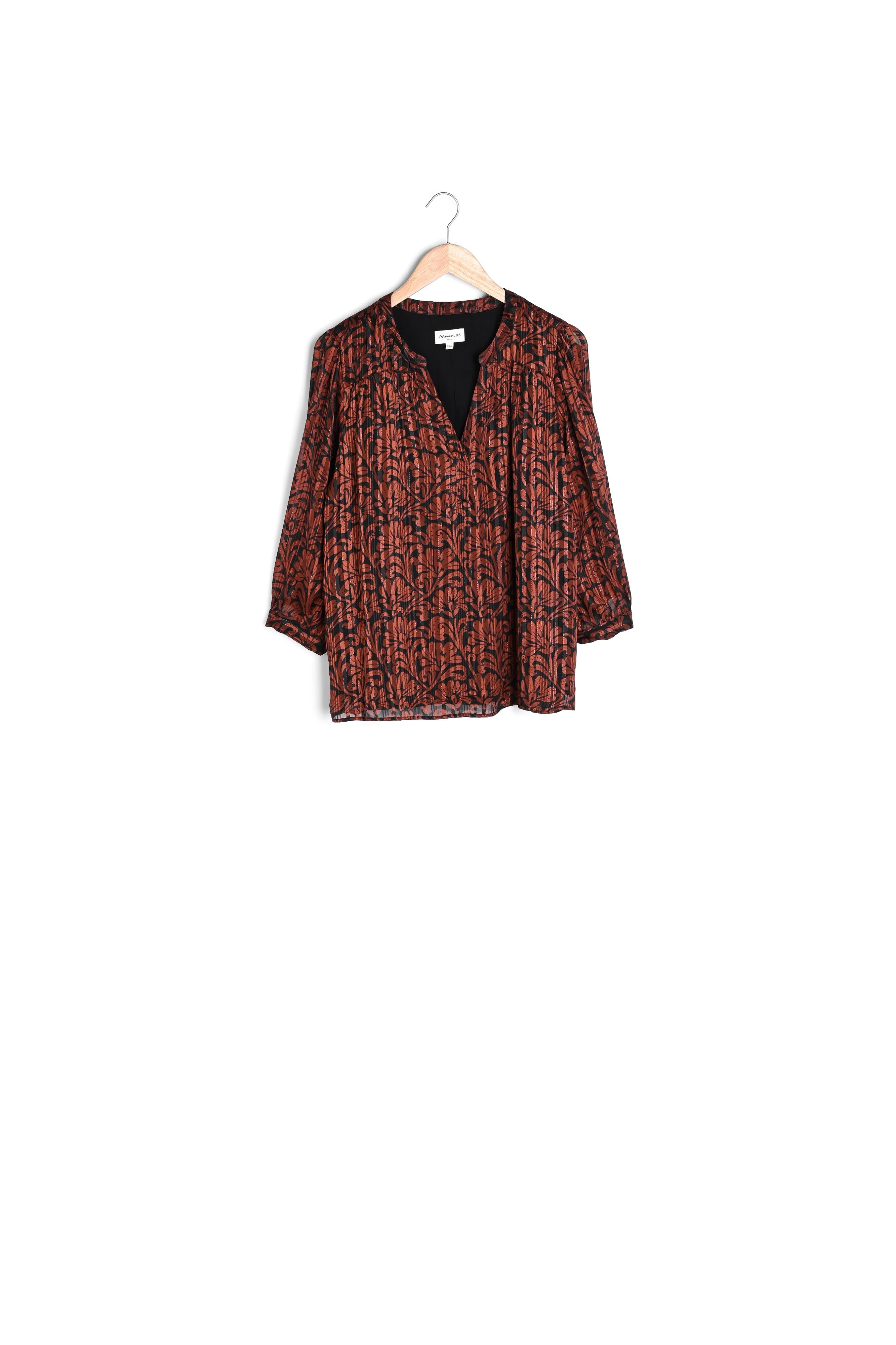 Blouse imprimée brique Elsa Faume - seconde main