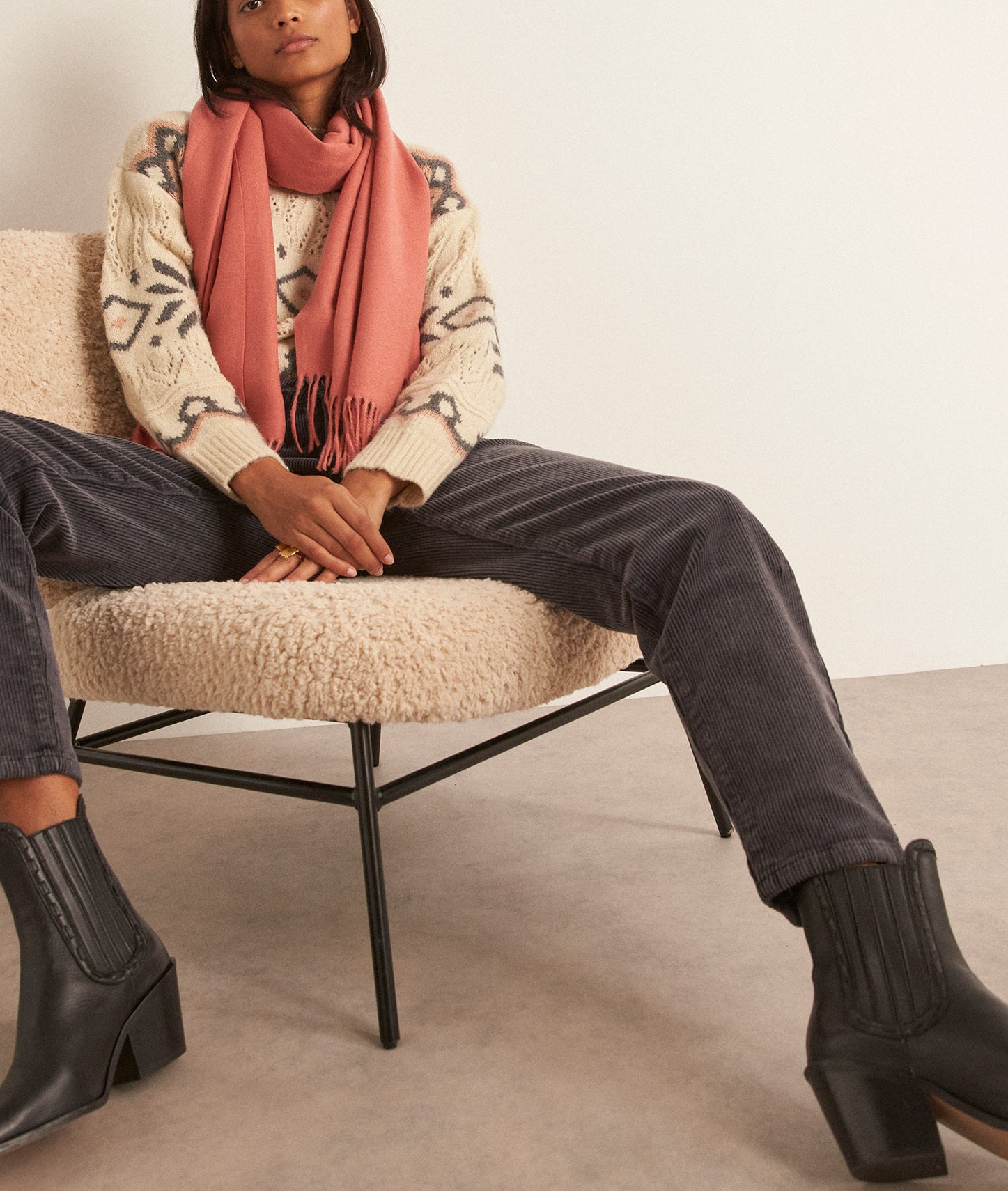 Pantalon chino en velours côtelé anthracite Farel Faume - seconde main