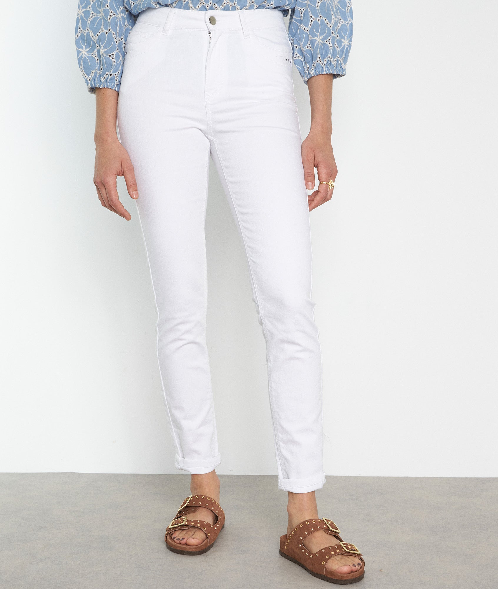 Jean slim en coton bio blanc Suzy Faume - seconde main