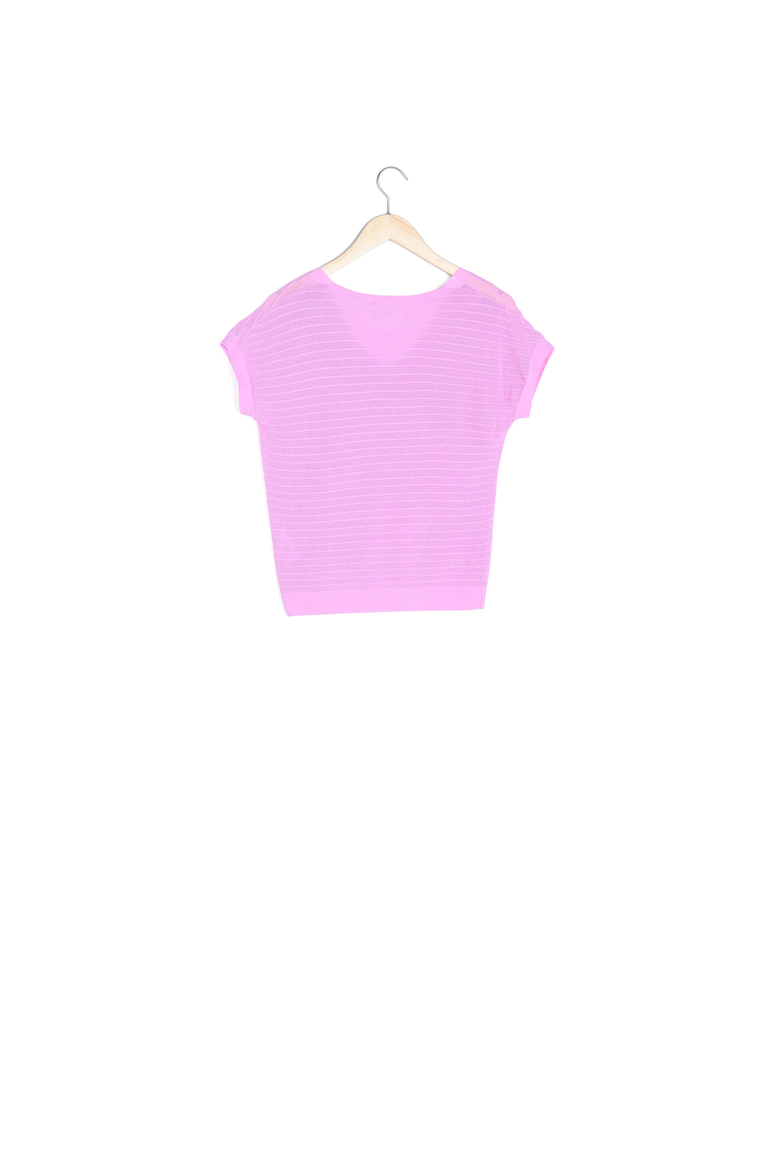 Pull manches courtes col V fuchsia Paline Faume - seconde main