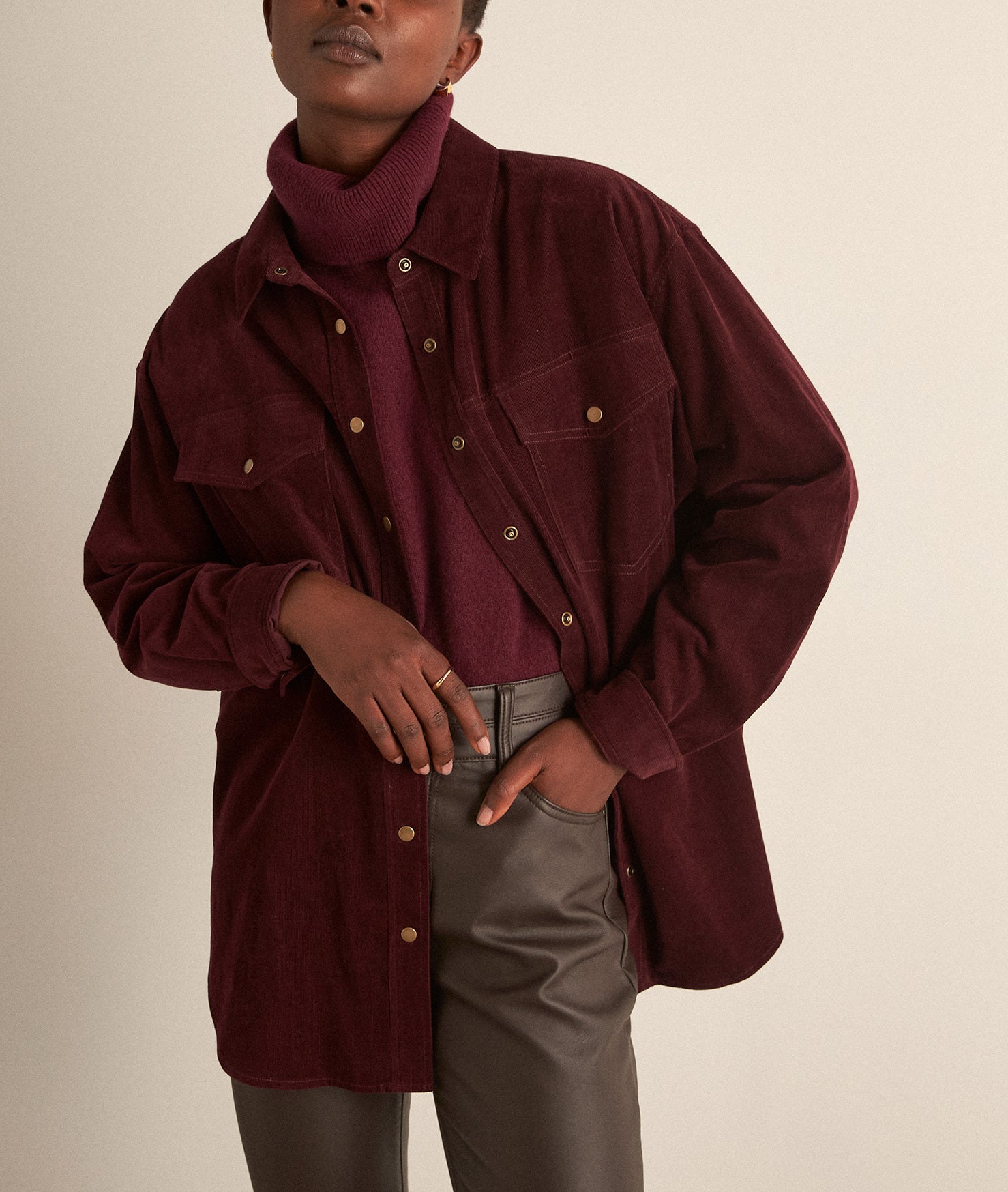 Chemise en velours bordeaux Chimene Faume - seconde main