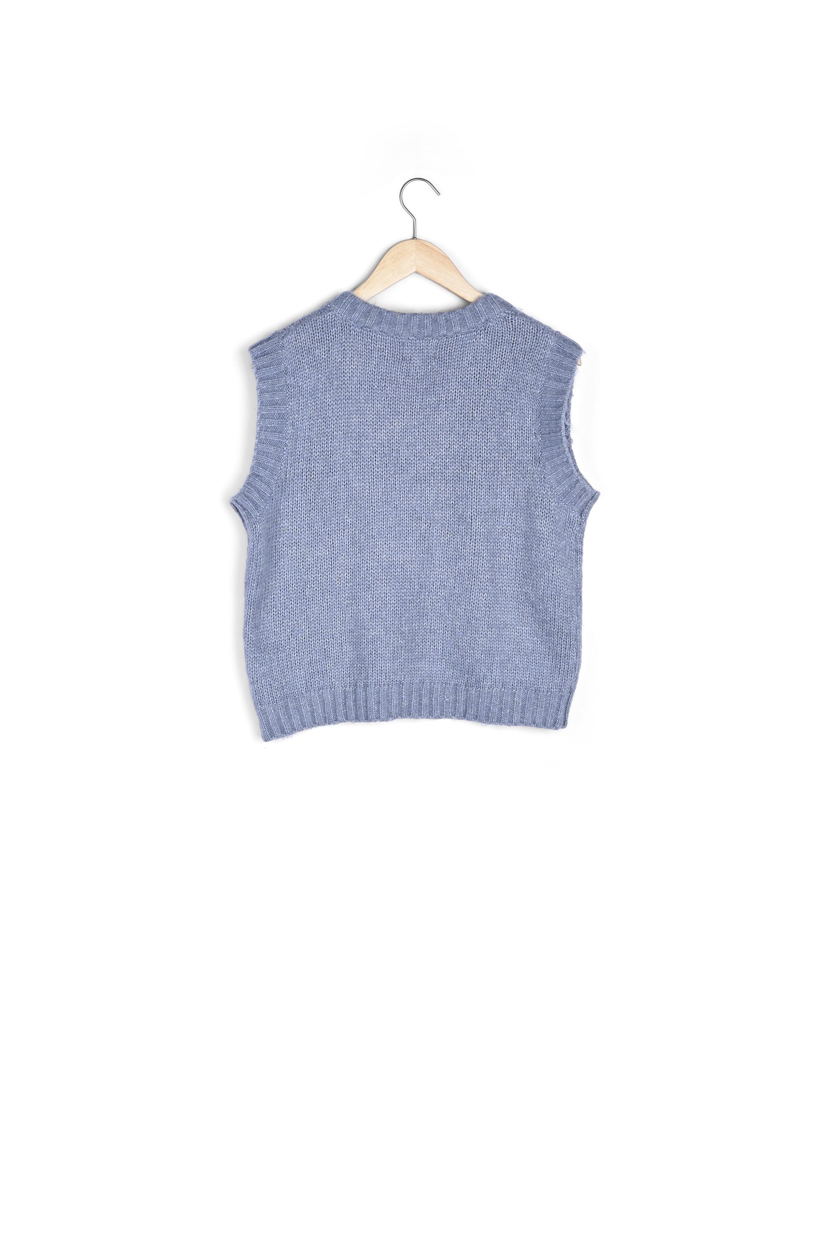 Pull sans manches col V bleu ciel Tolga Faume - seconde main