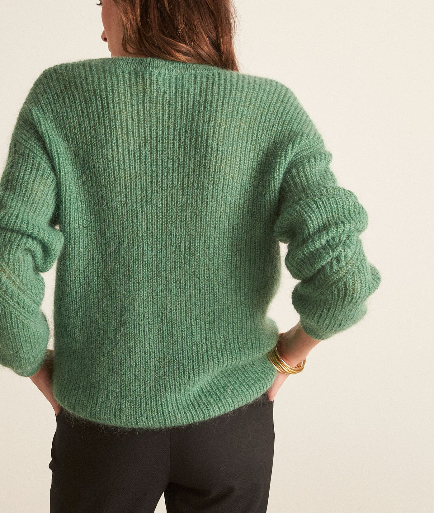Pull oversize en laine et mohair vert Bianca Faume - seconde main