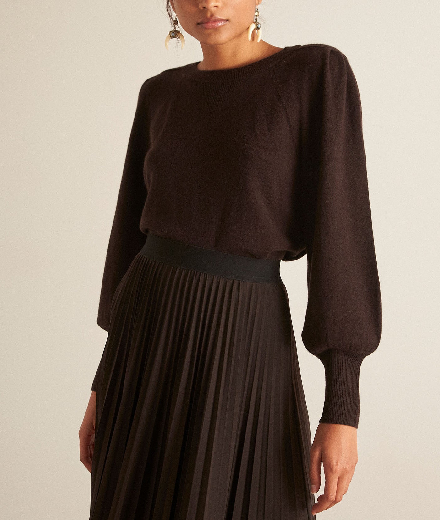 Pull en laine responsable et yack marron Bright Faume - seconde main