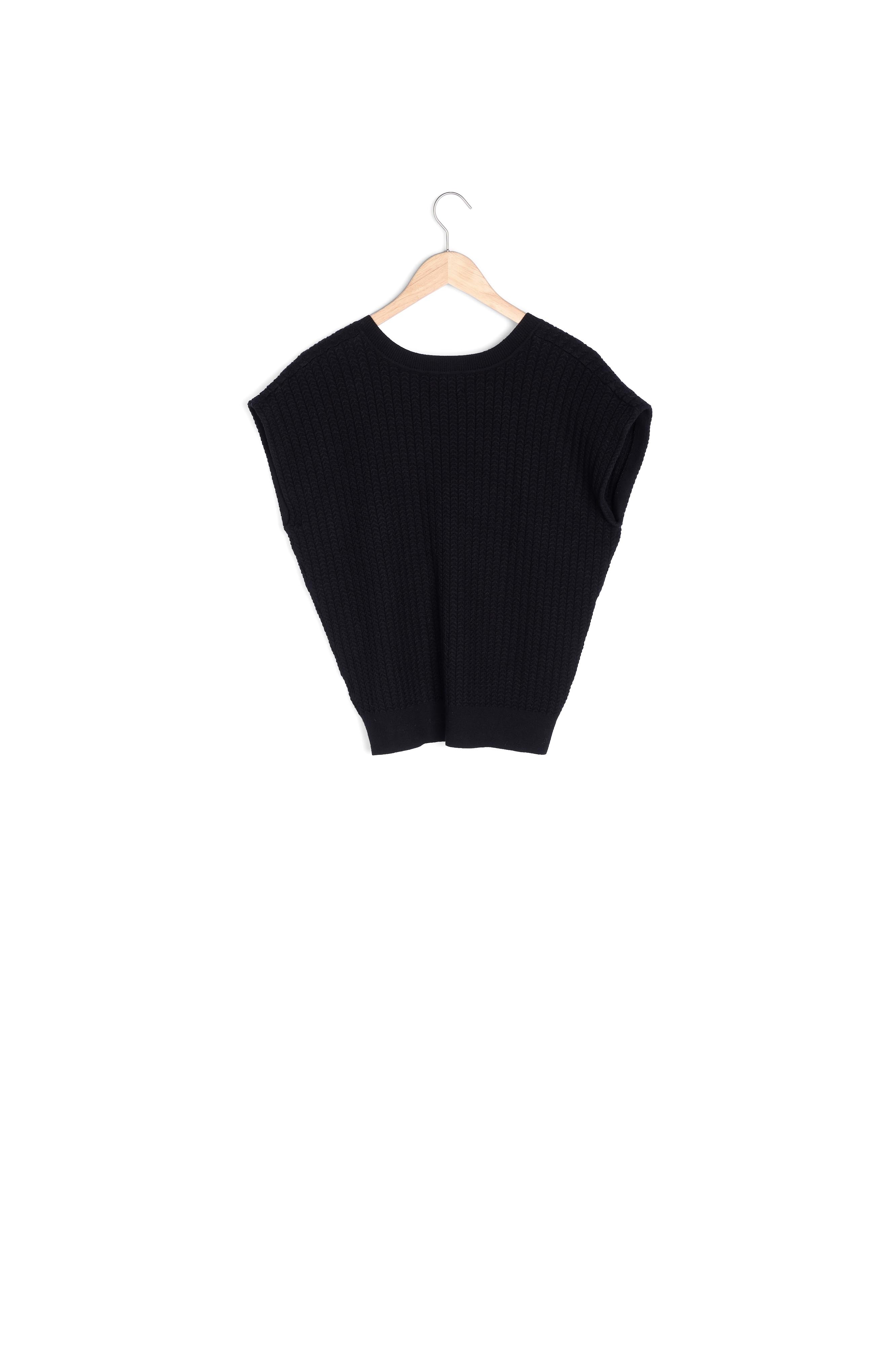 Pull sans manches à torsades noir Teresa Faume - seconde main