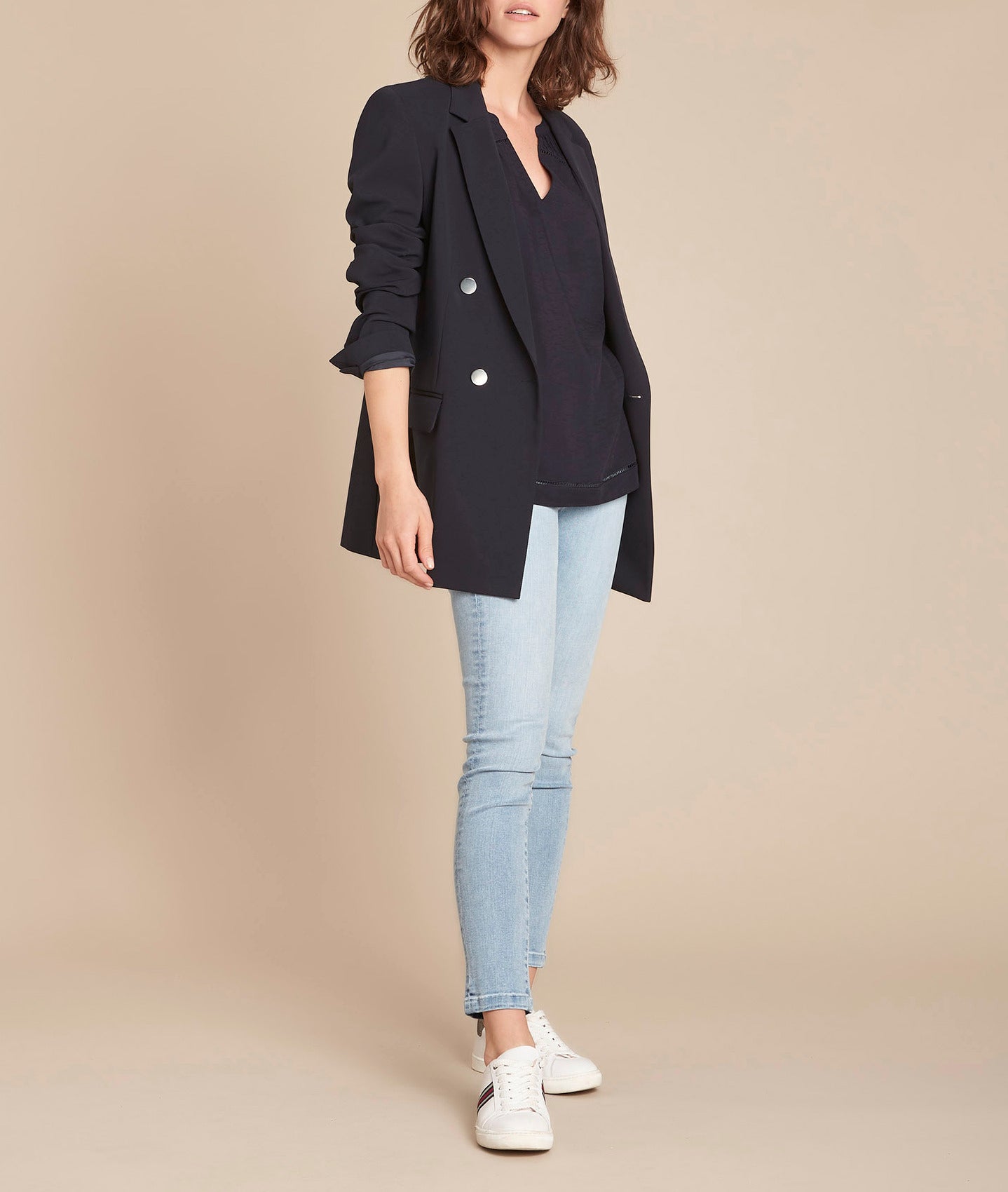 Blouse marine en dentelle Maureen Faume - seconde main