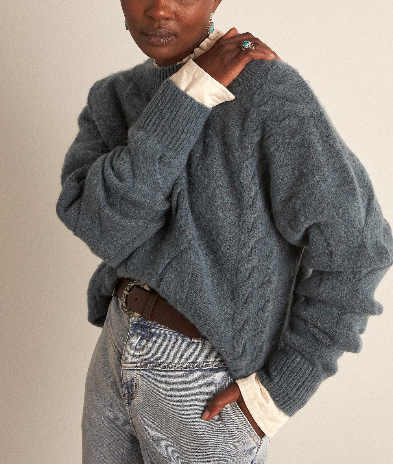 Pull bleu pétrole Bulle Faume - seconde main