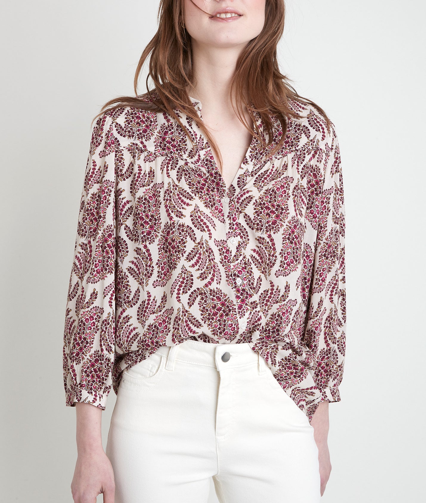 Blouse rose imprimée Therese Faume - seconde main