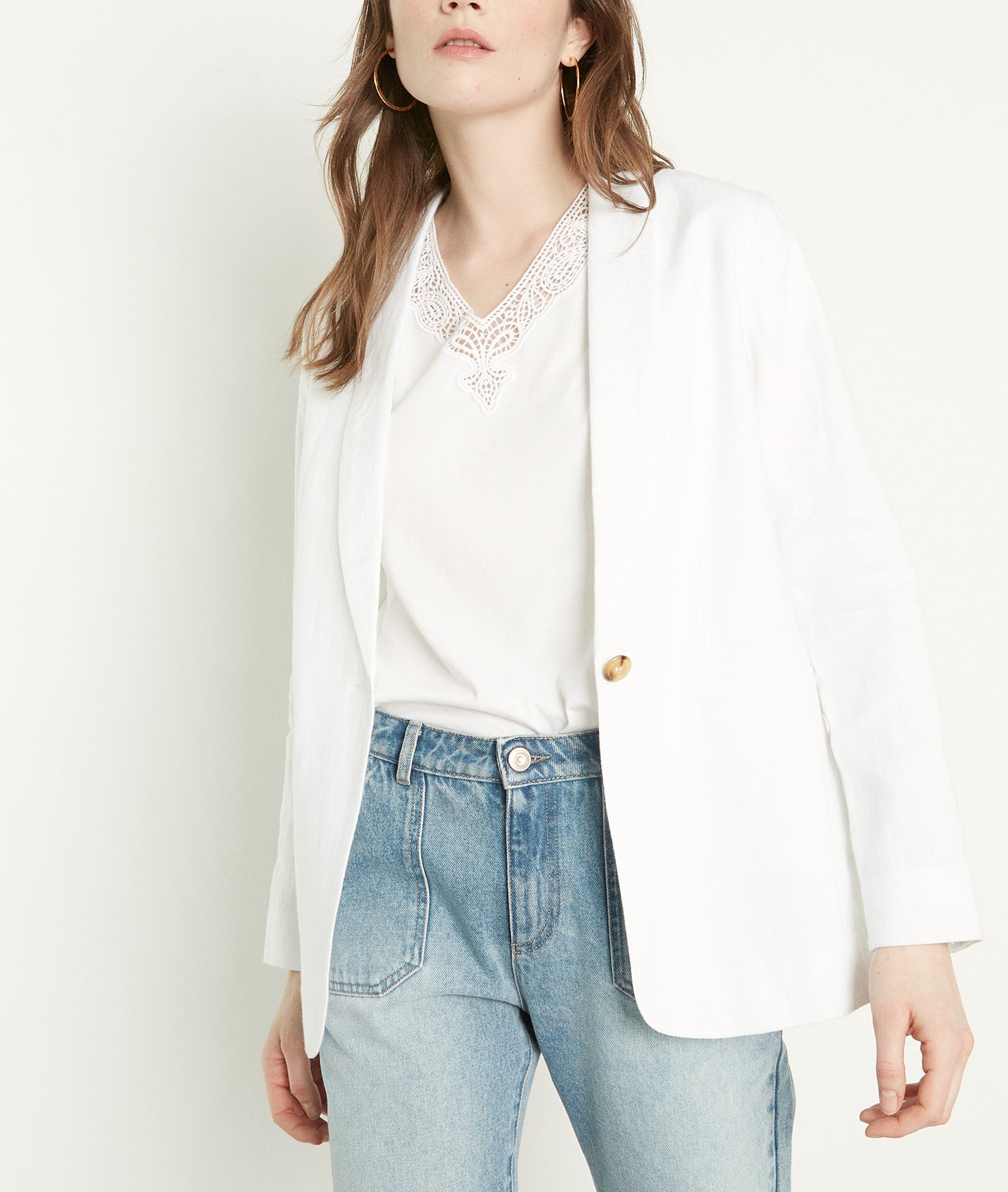 Veste tailleur en lin blanc Frimousse Faume - seconde main