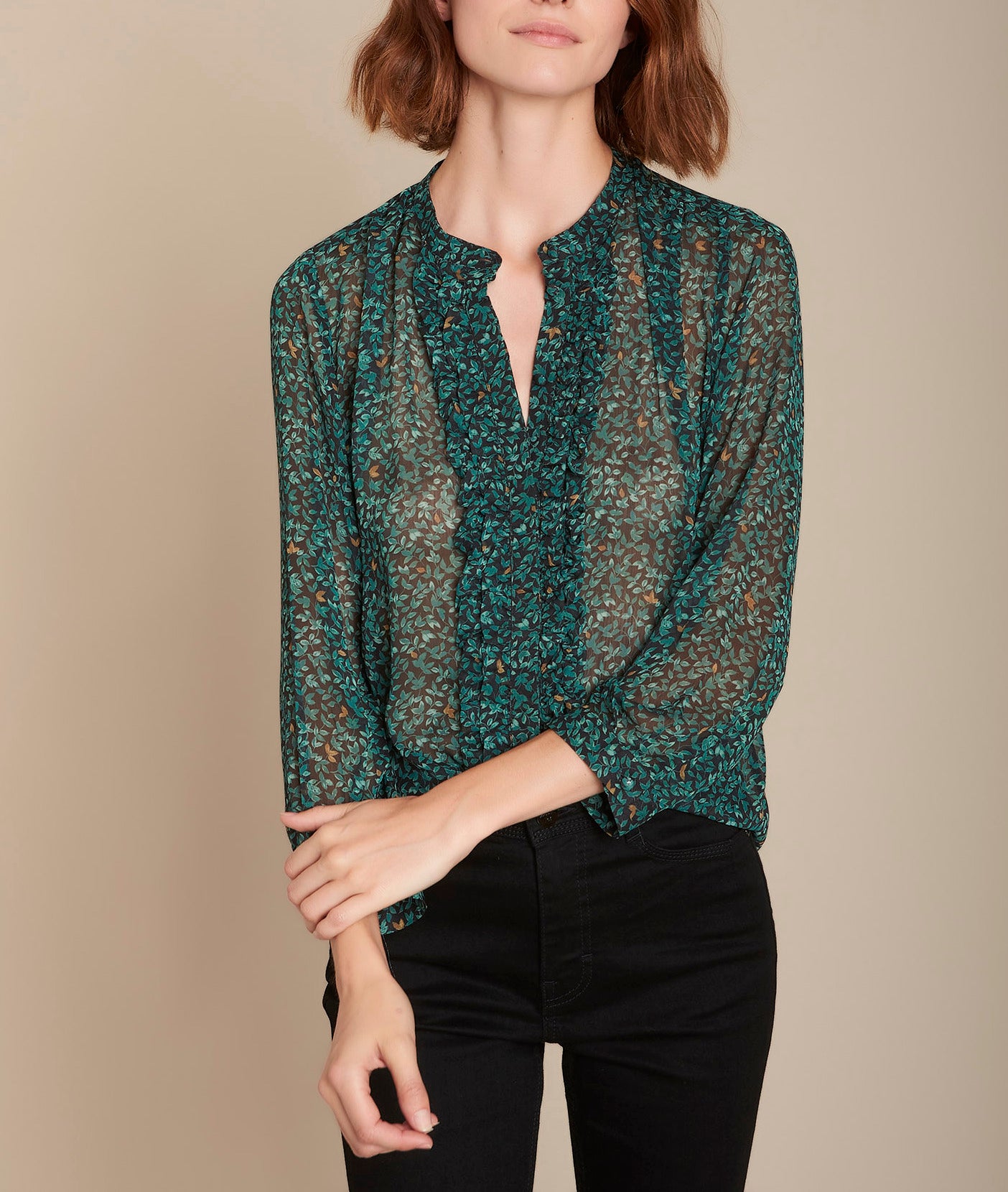 Blouse imprimé feuille Maggie Faume - seconde main