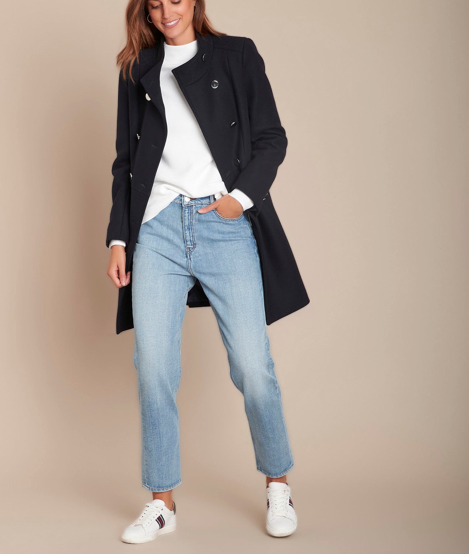 Pull blanc ottoman col montant Flower Faume - seconde main