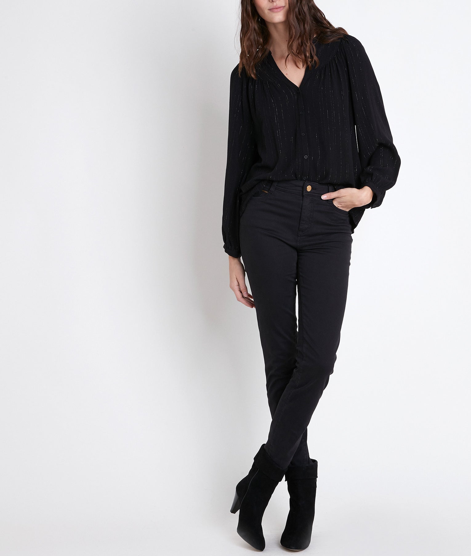 Blouse noire en lurex Timeo Faume - seconde main