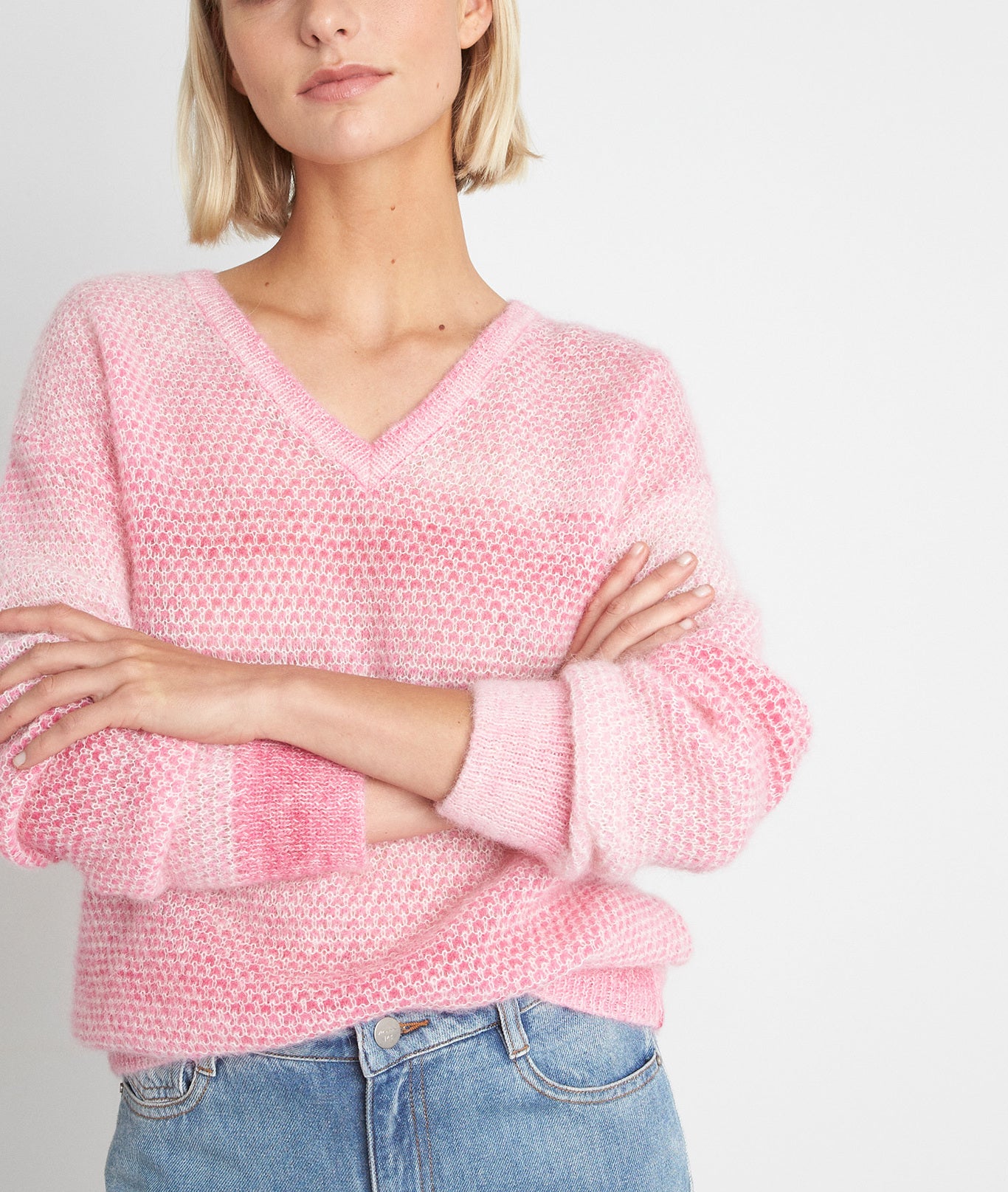 Pull tie & dye rose et blanc Thesee Faume - seconde main