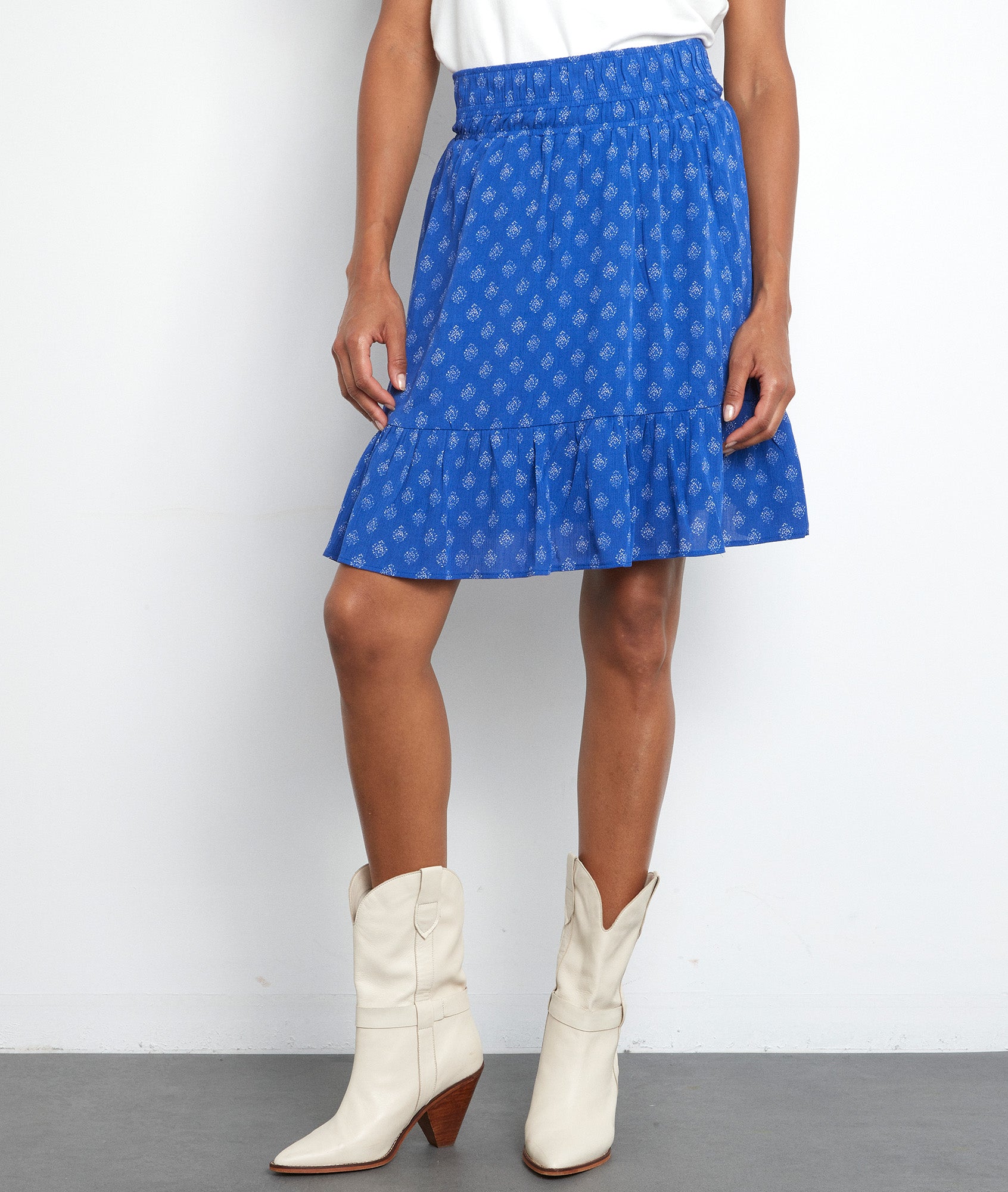 Jupe patineuse imprimée myosotis Gaellia Faume - seconde main