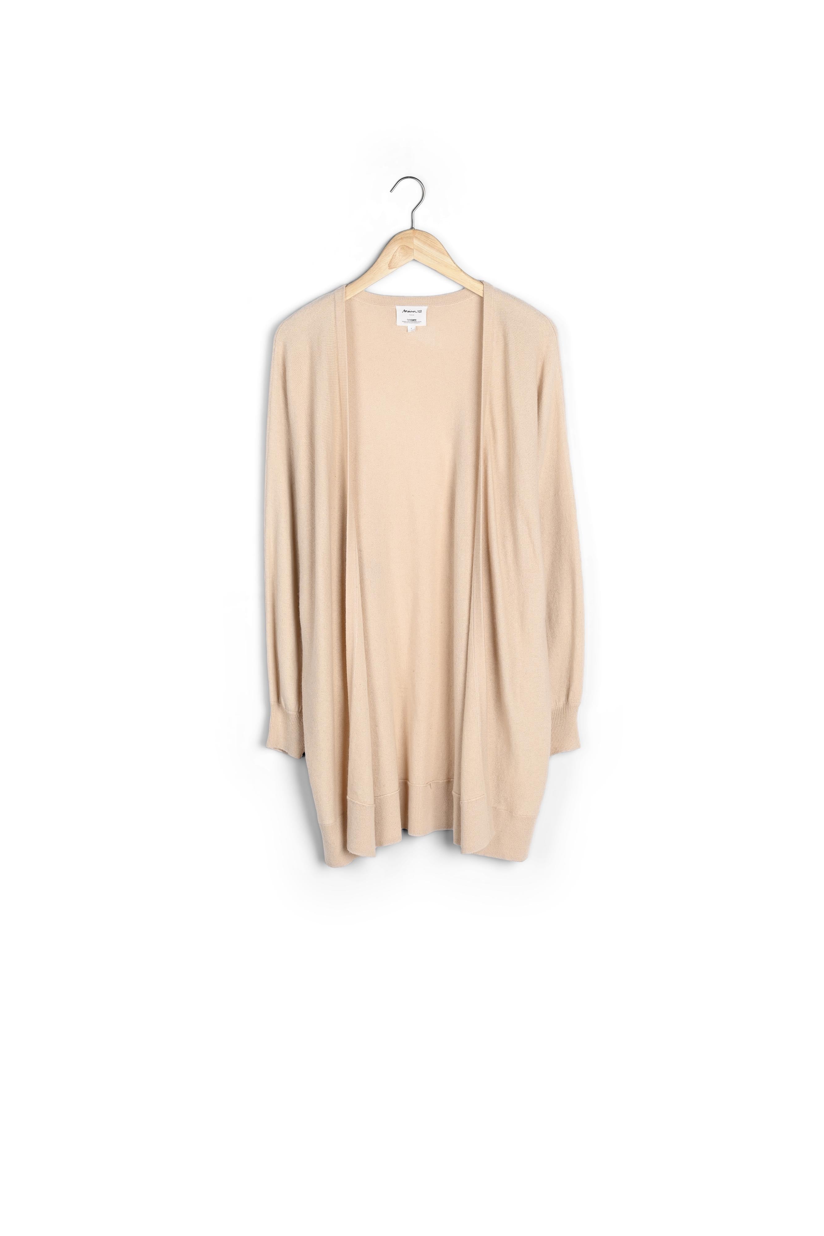 Cardigan long en maille fine beige Terence Faume - seconde main