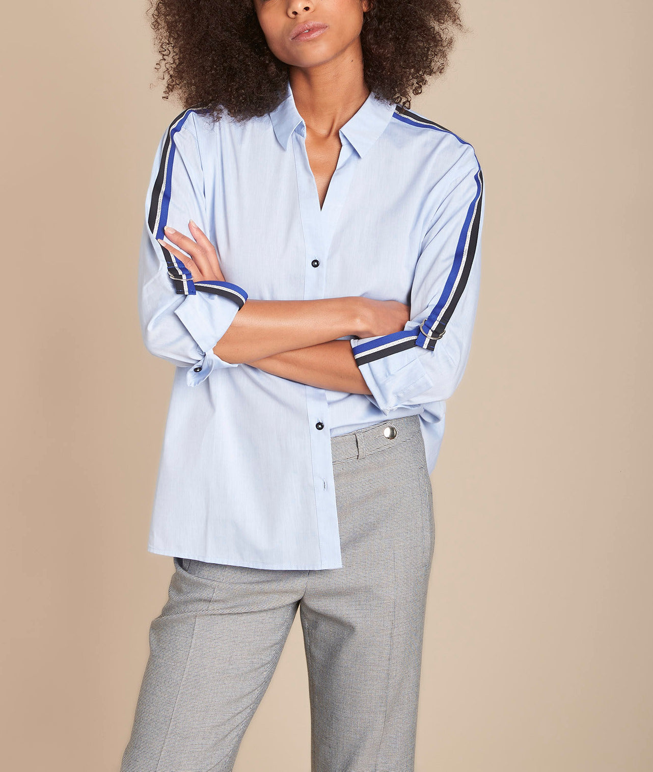 Blouse bleue en popeline Mauranne Faume - seconde main