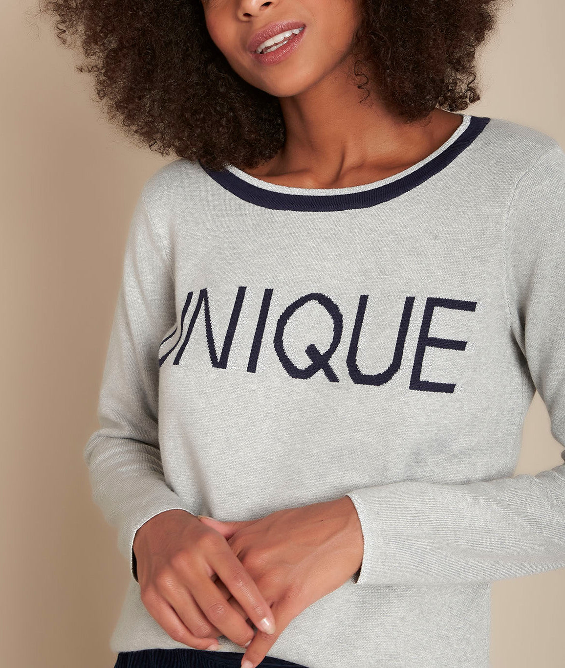 Pull à message gris chiné Family Faume - seconde main