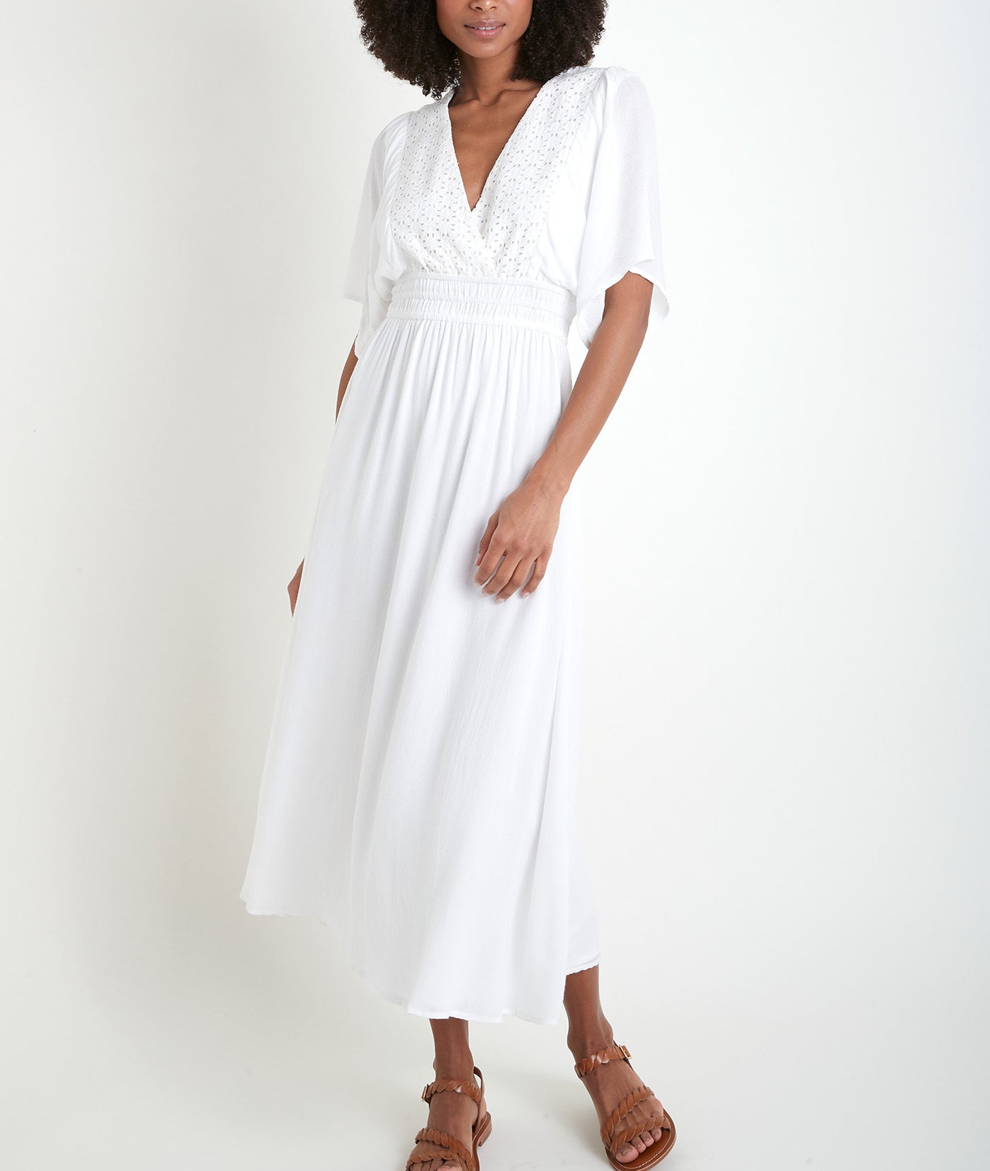 Robe écrue brodée Lauretta Faume - seconde main