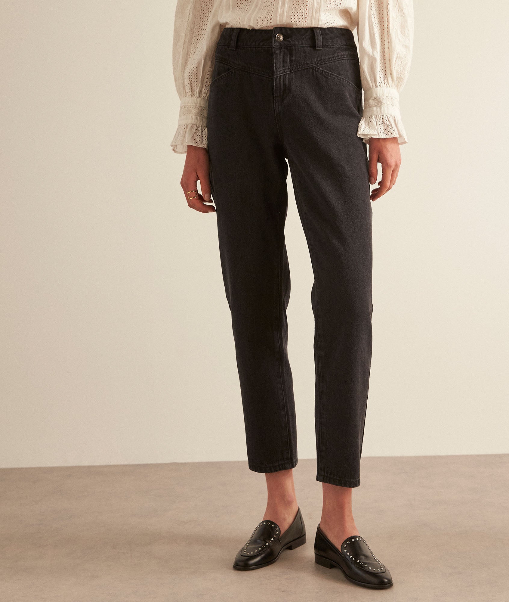 Jean chino noir en coton PATTY Faume - seconde main