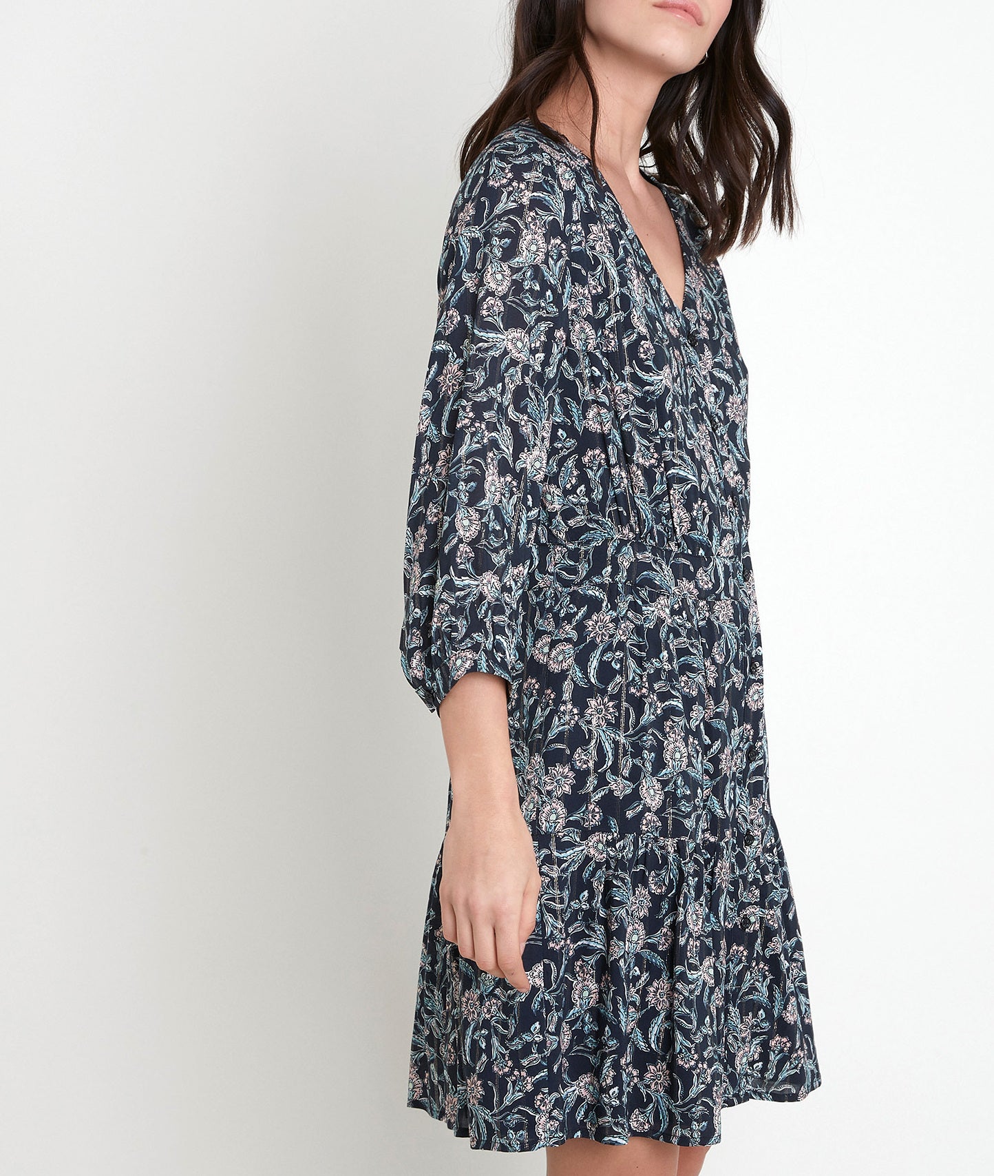 Robe bleue imprimée Louisette Faume - seconde main