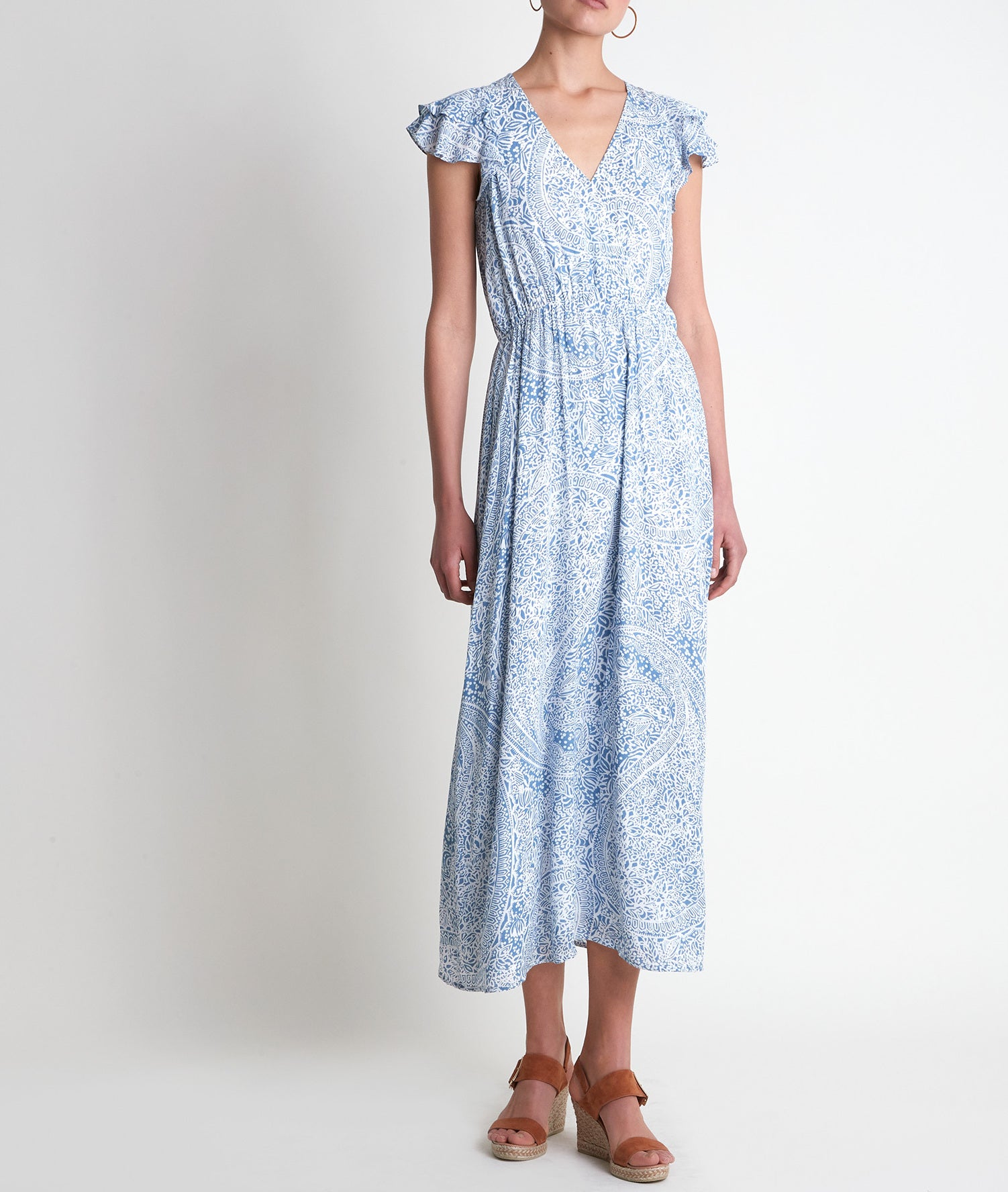 Robe longue imprimée ciel Lilou Faume - seconde main