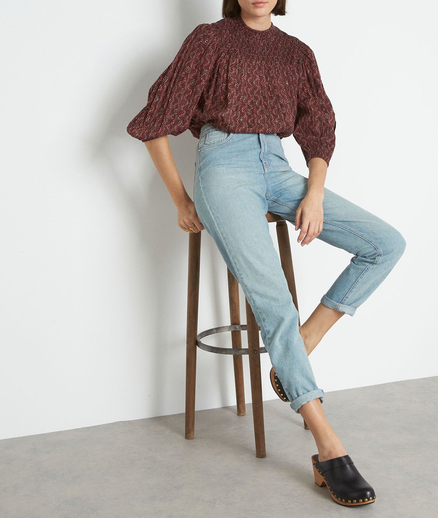 Jean mom en denim pure bleached Solene Faume - seconde main