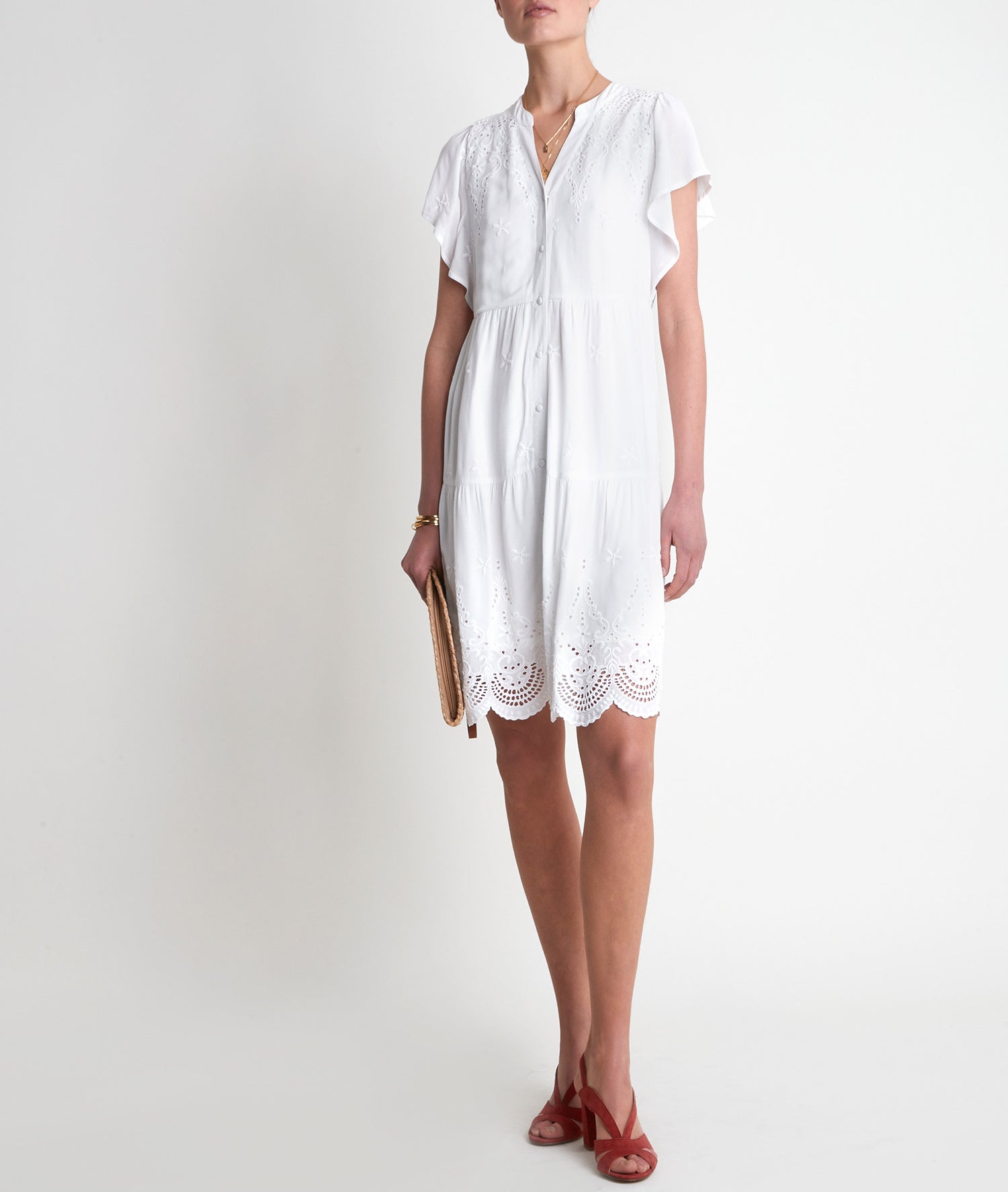 Robe courte brodée écru Loumea Faume - seconde main