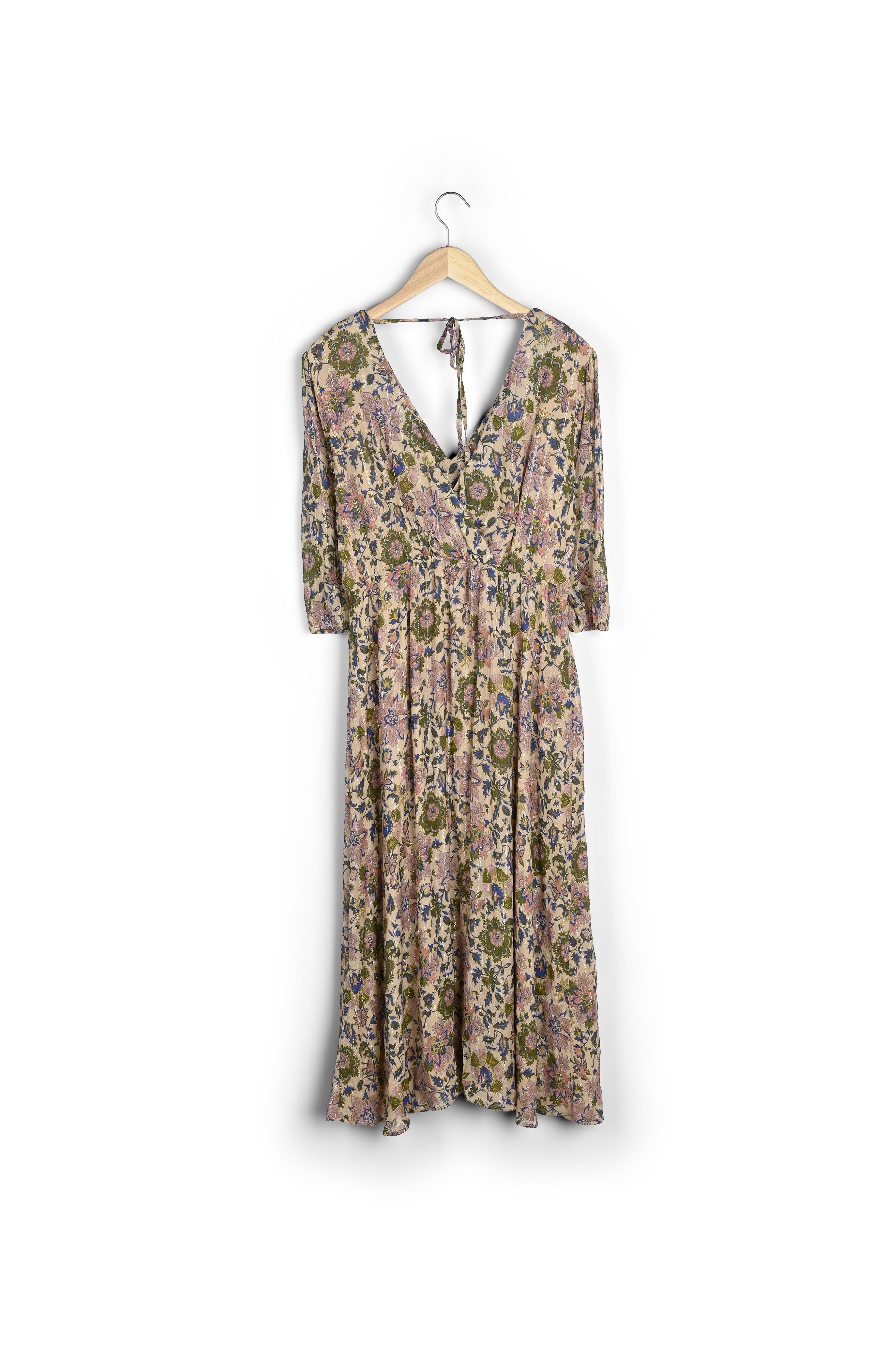 Robe longue imprimée kaki Surie Faume - seconde main