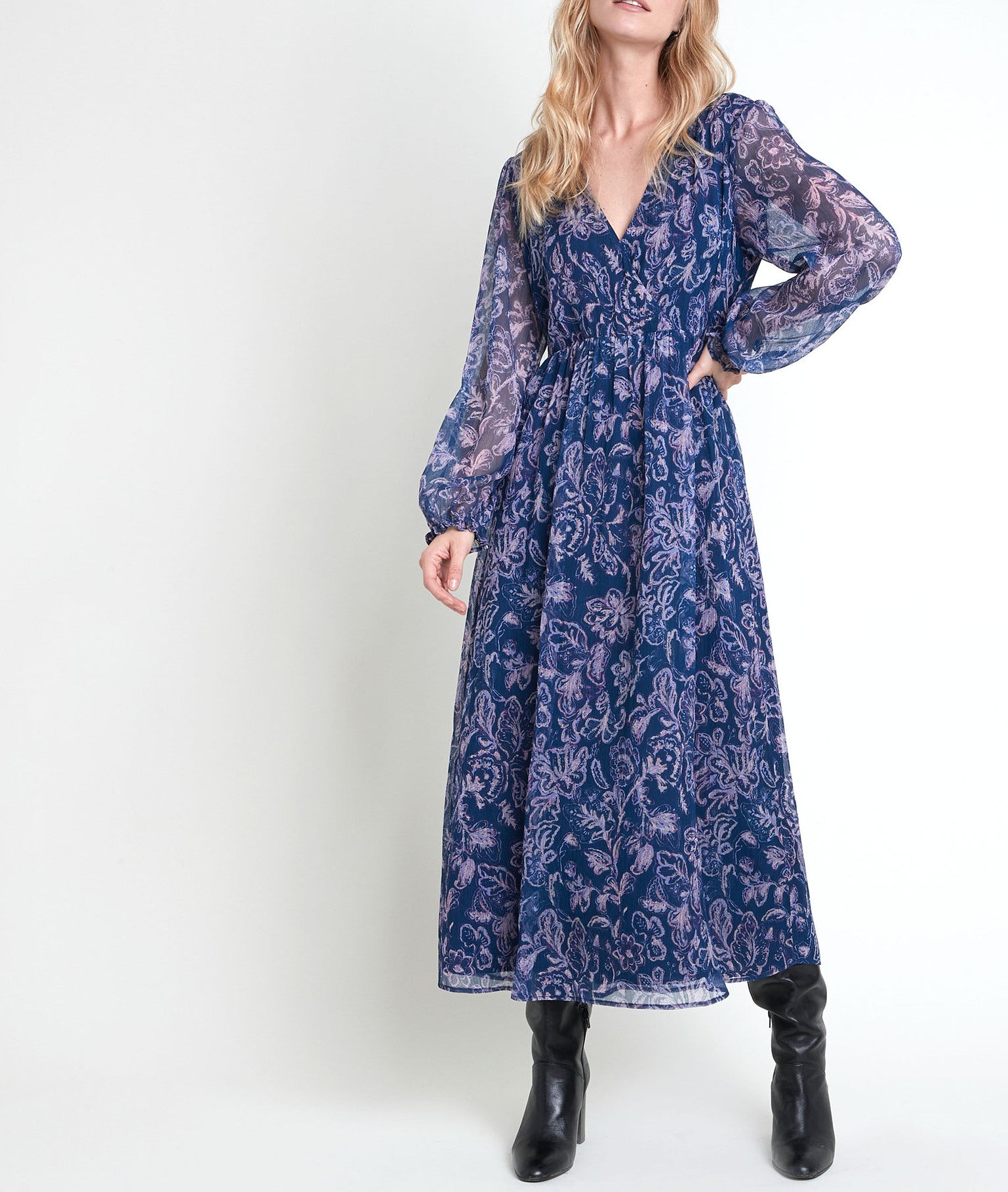 Robe longue bleue imprimée Louise Faume - seconde main