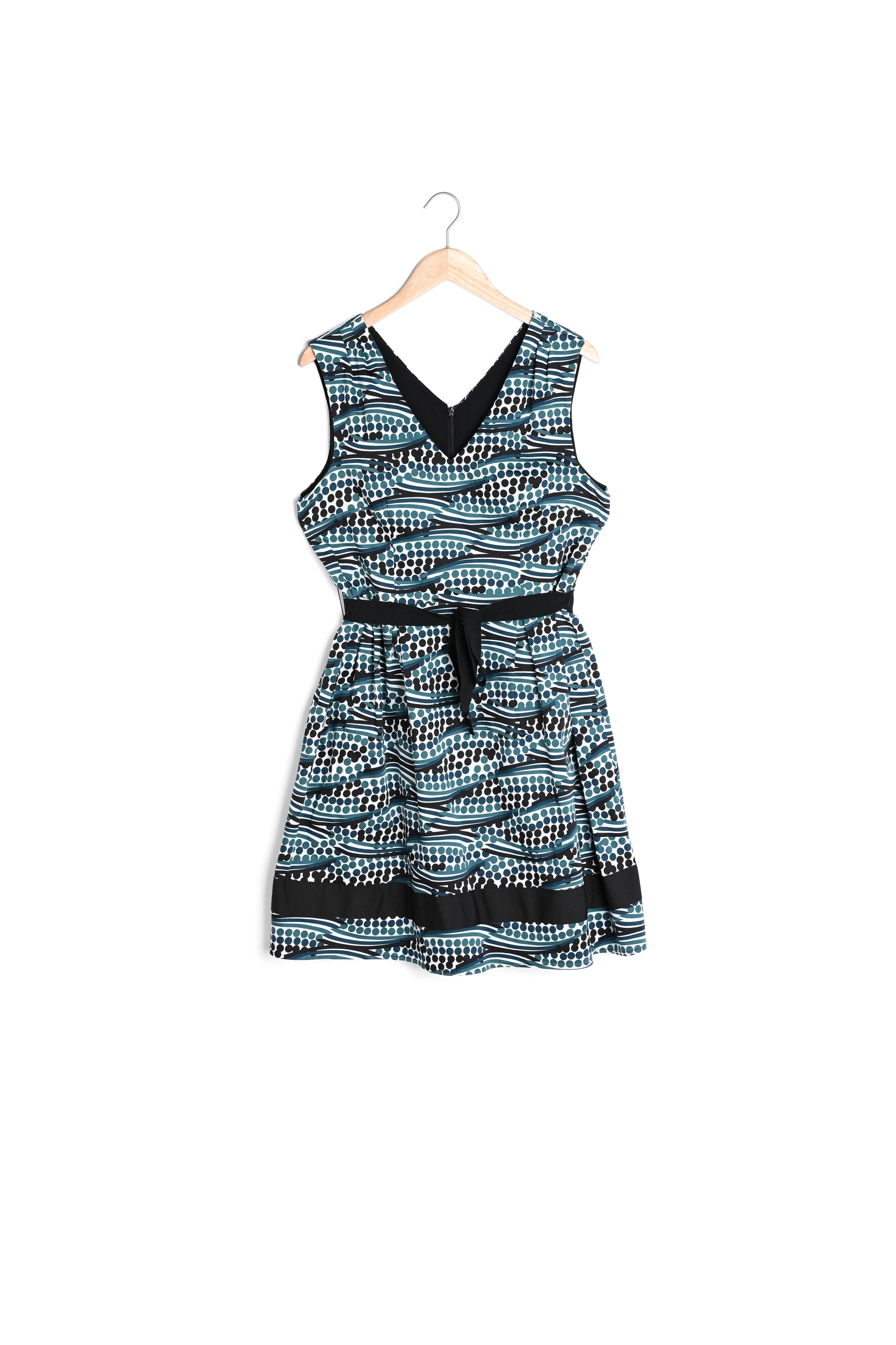 Robe verte corolle à pois Hisis Faume - seconde main