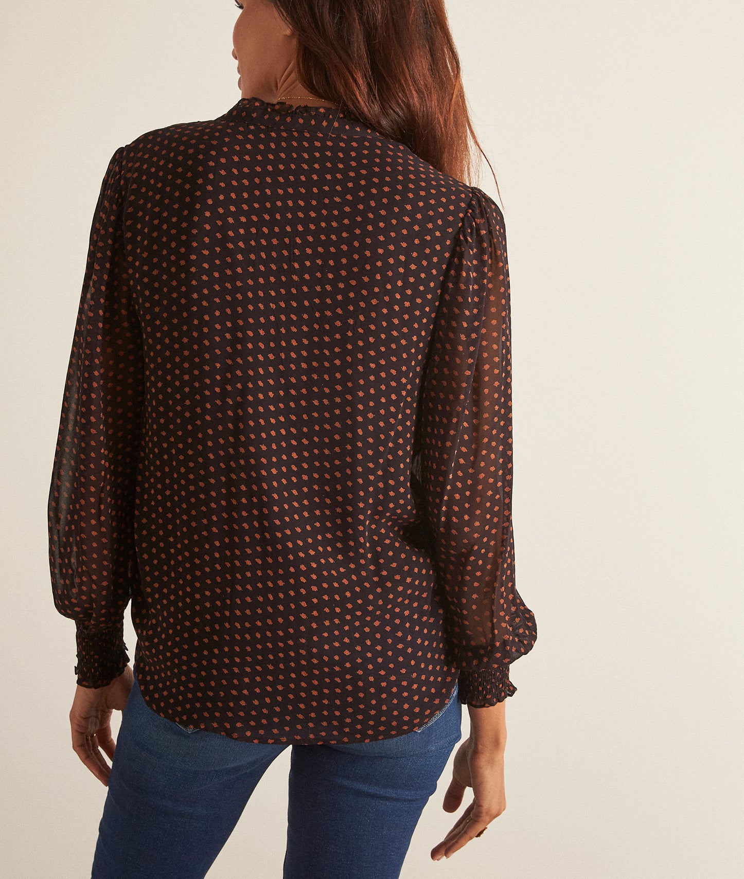 Blouse légère bleu marine imprimé Charme Faume - seconde main