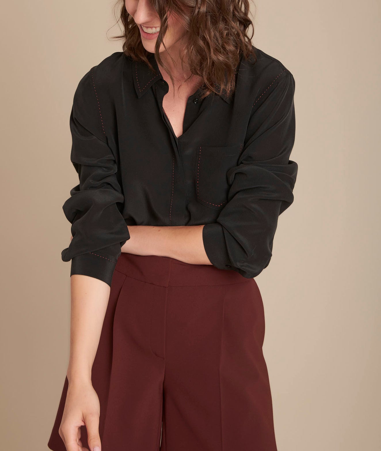 Chemise en soie noire Maana Faume - seconde main