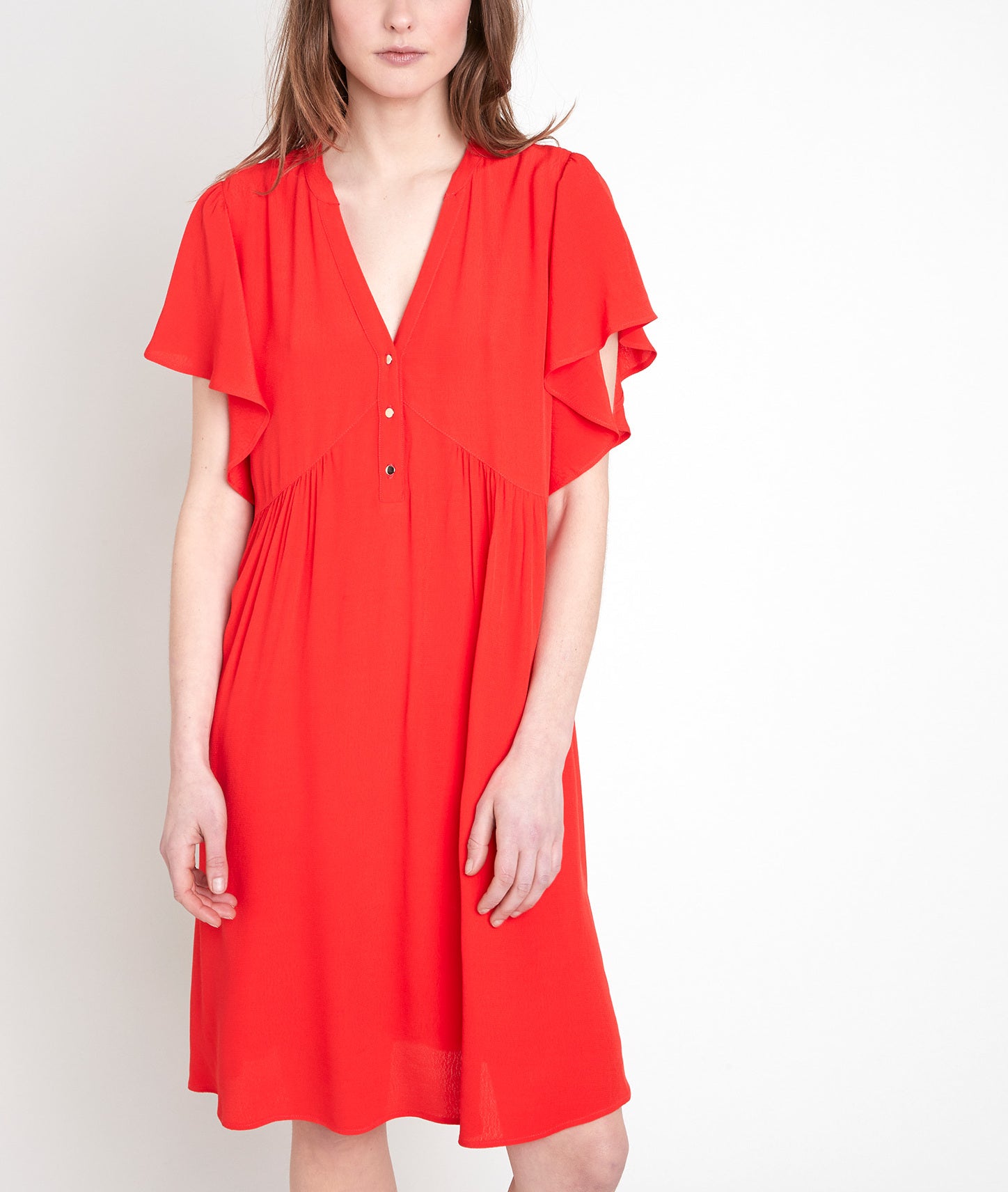 Robe en viscose recyclée rouge Callo Faume - seconde main