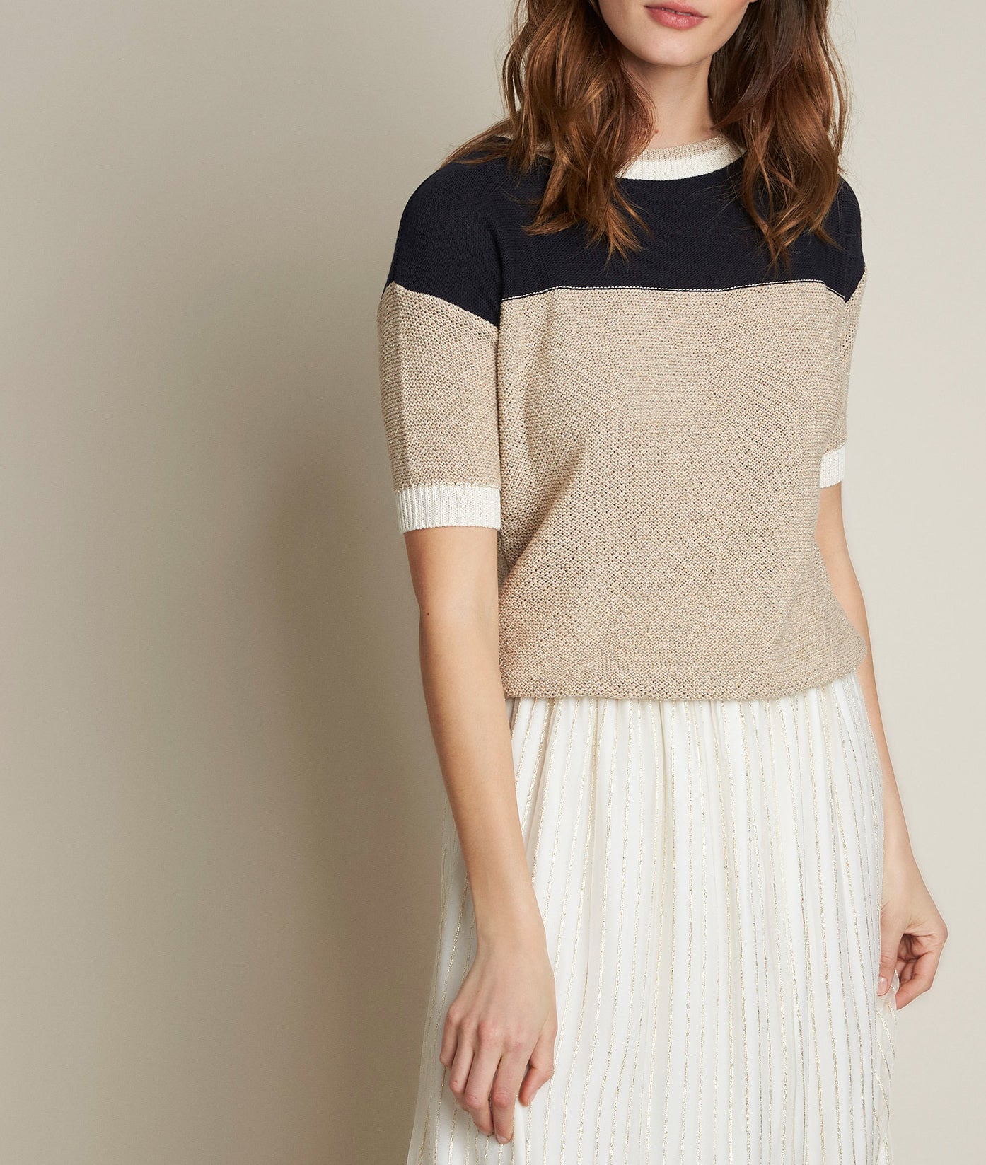 Pull rayé en coton recyclé Devon Faume - seconde main