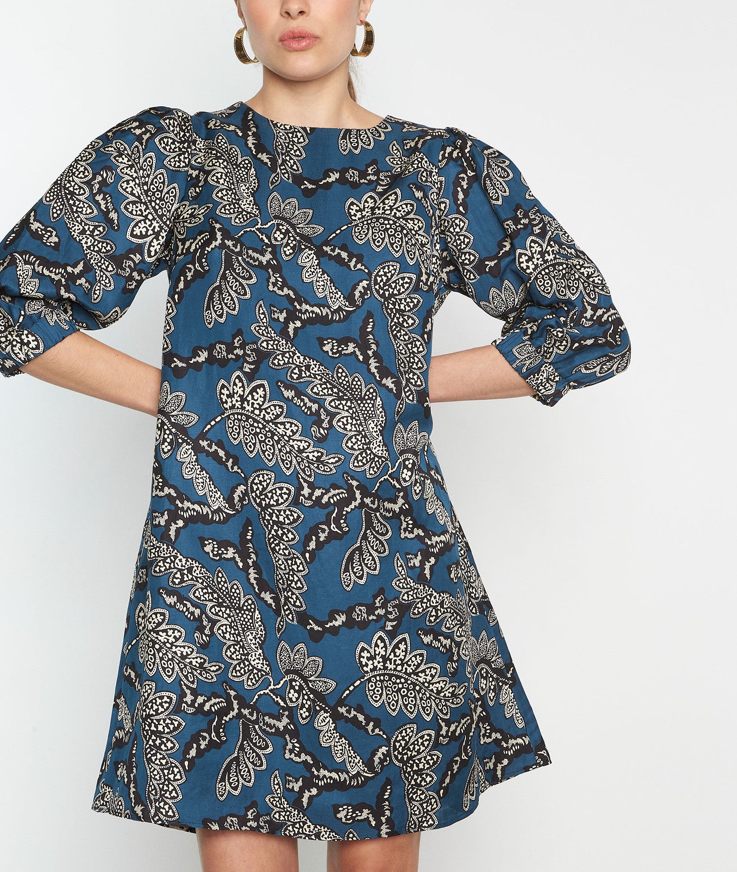 Robe courte droite imprimée pétrole Noella Faume - seconde main