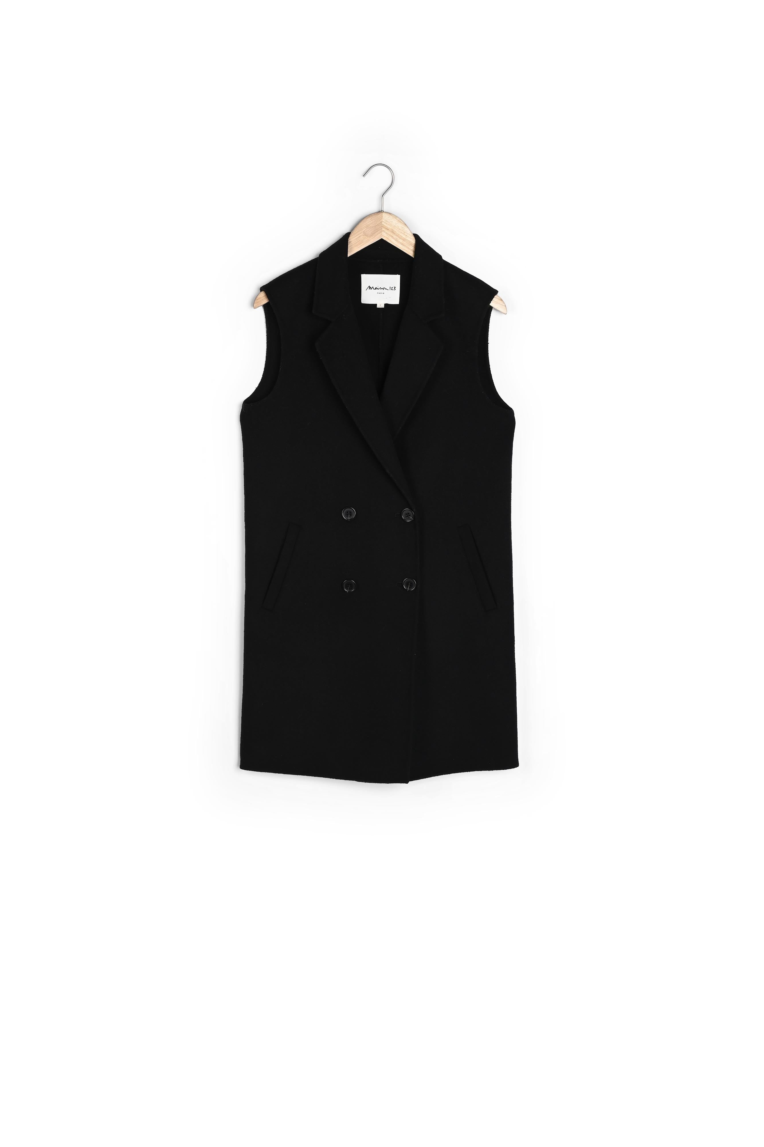 Veste de tailleur sans manches noire Maeva Faume - seconde main