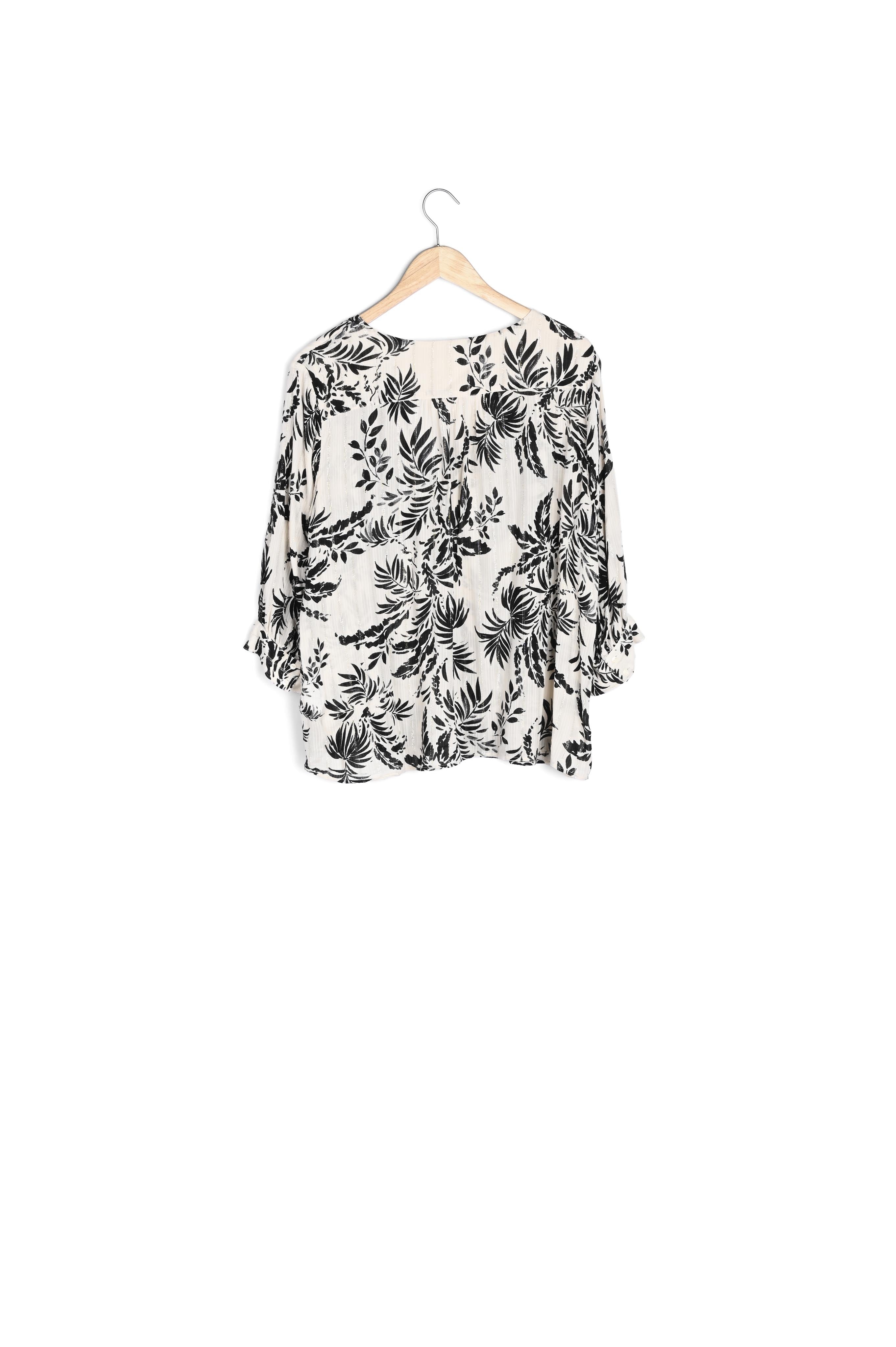 Blouse imprimée crème et noire Loana Faume - seconde main