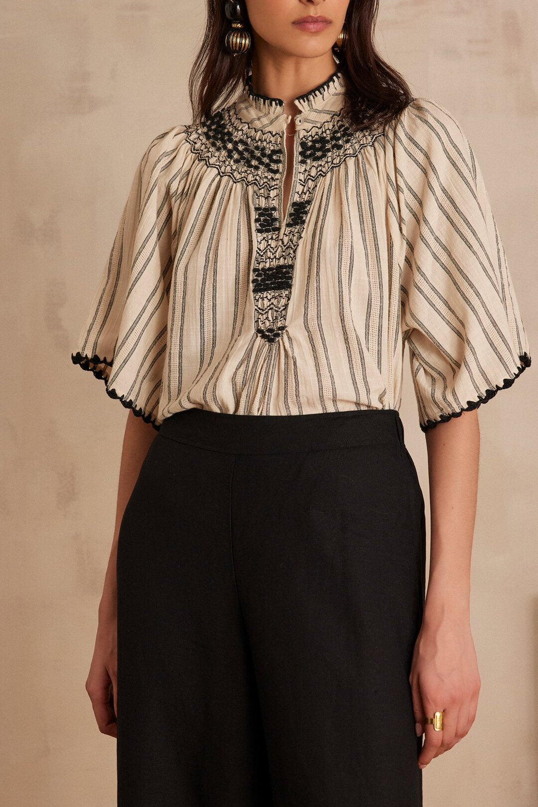 Blouse PEGASE en coton brodée Faume - seconde main