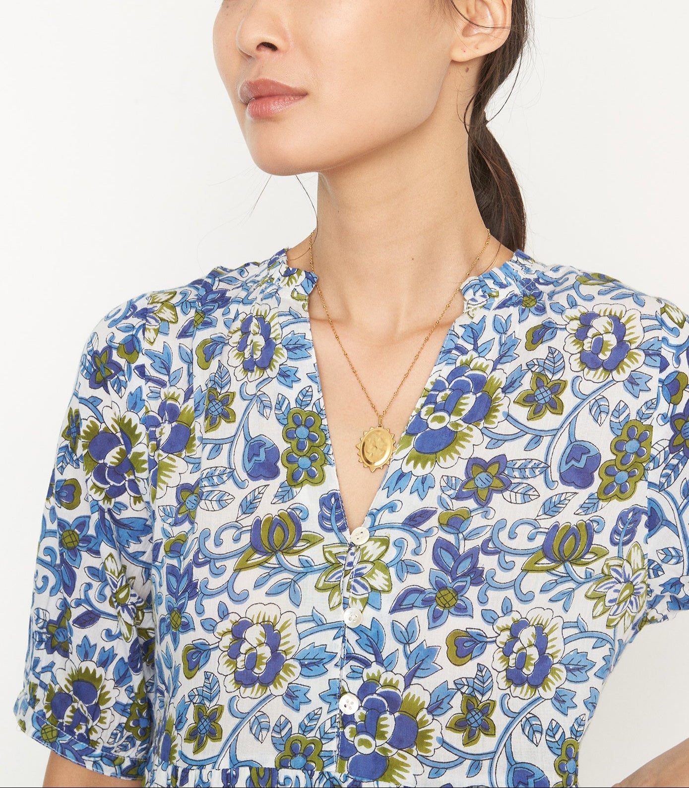 Robe longue imprimée blanc Hedia Faume - seconde main