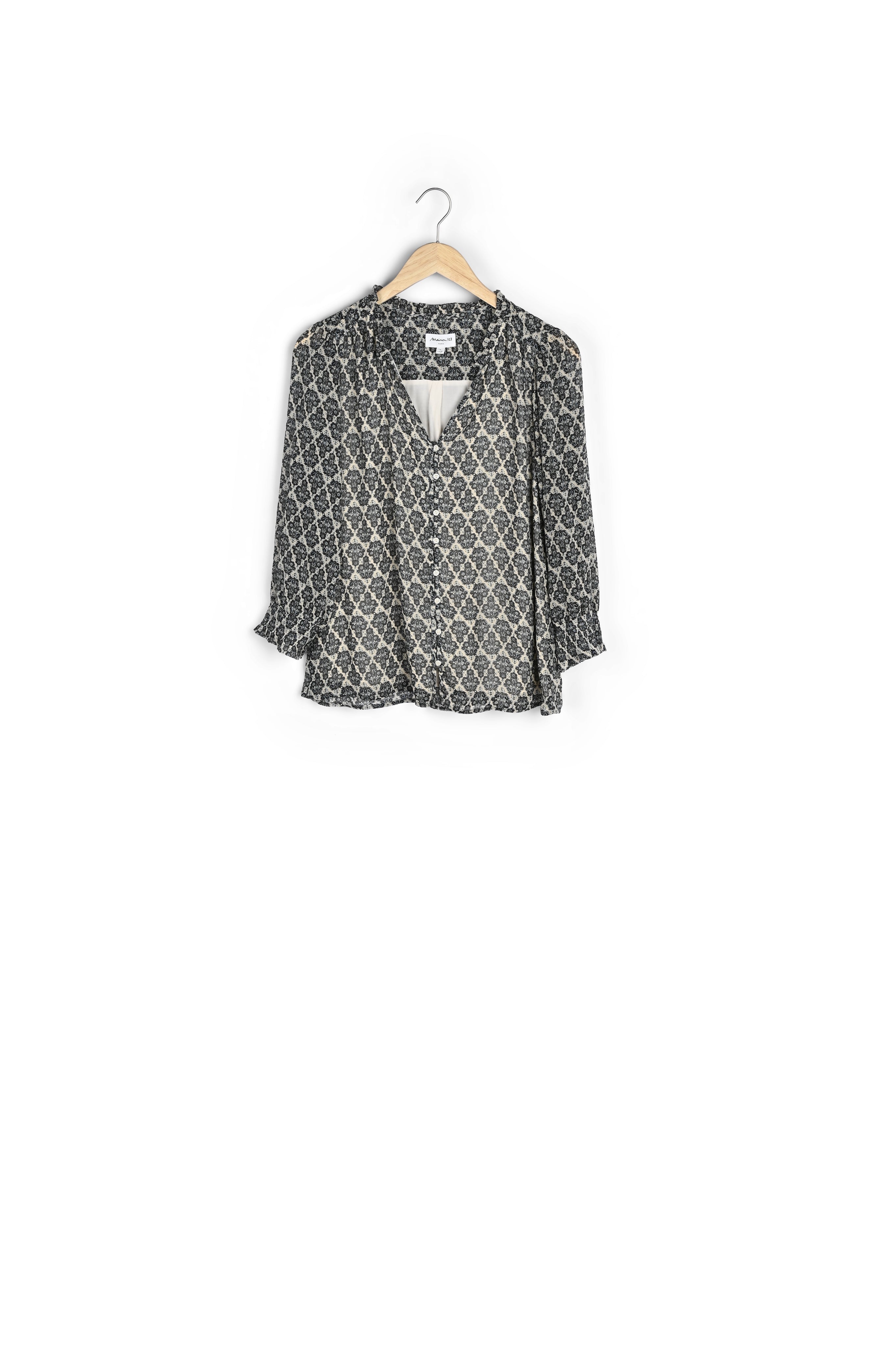 Blouse fluide imprimée beige et noire Cendra Faume - seconde main